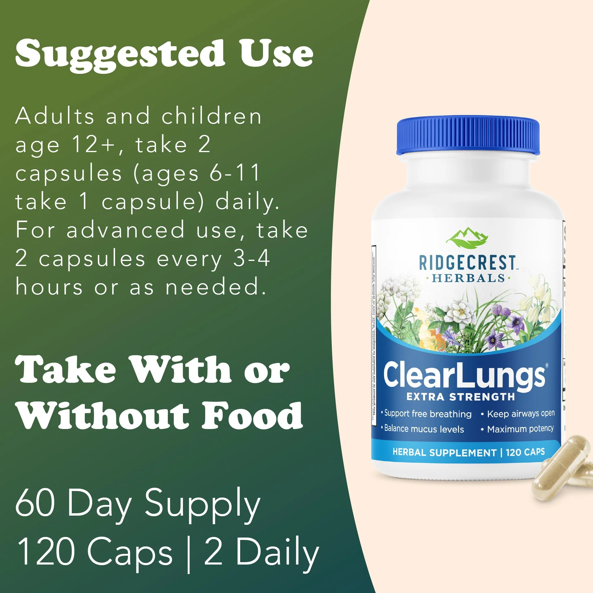 RidgeCrest Herbals ClearLungs Extra Strength - Daily Respiratory Support (120 Vegan Caps) - Image 12