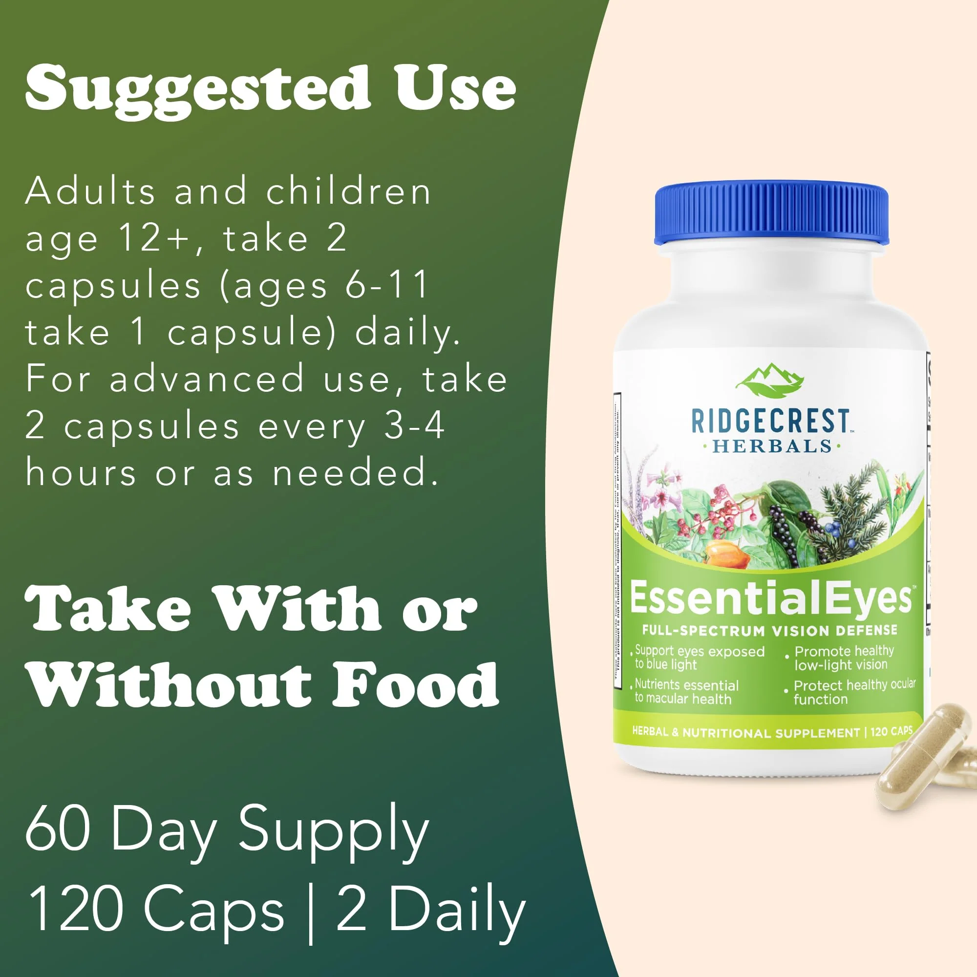 Ridgecrest Herbals EssentialEyes – Natural Eye Vitamin with Lutein, Zeaxanthin & Bilberry Extract | 120 Vegan Caps - Image 11
