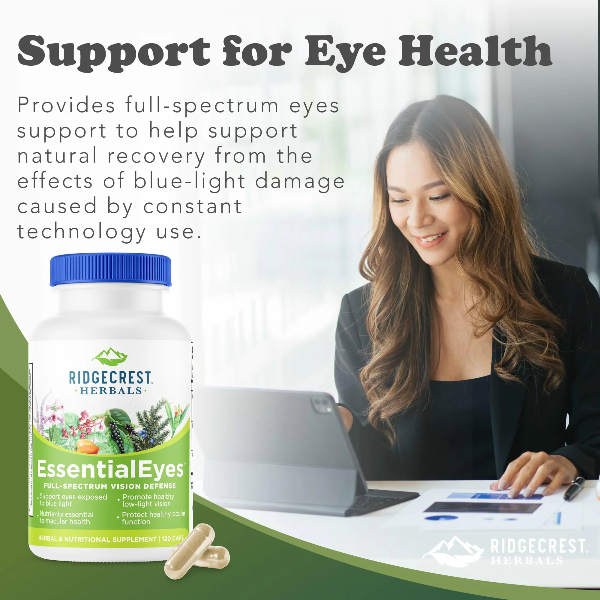 Ridgecrest Herbals EssentialEyes – Natural Eye Vitamin with Lutein, Zeaxanthin & Bilberry Extract | 120 Vegan Caps - Image 13