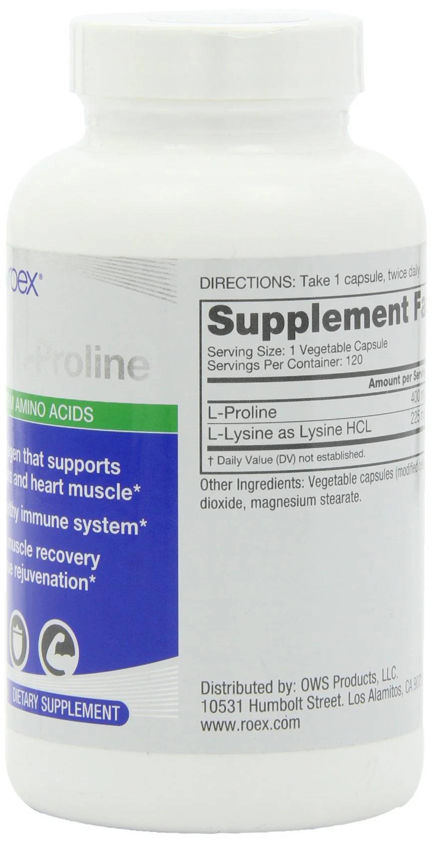 Roex Vitamins | L-Lysine | L-Proline | Muscle Maintenance and Recovery | Healthy Joints | Nutritional-Supplement | 120 Count - Image 2
