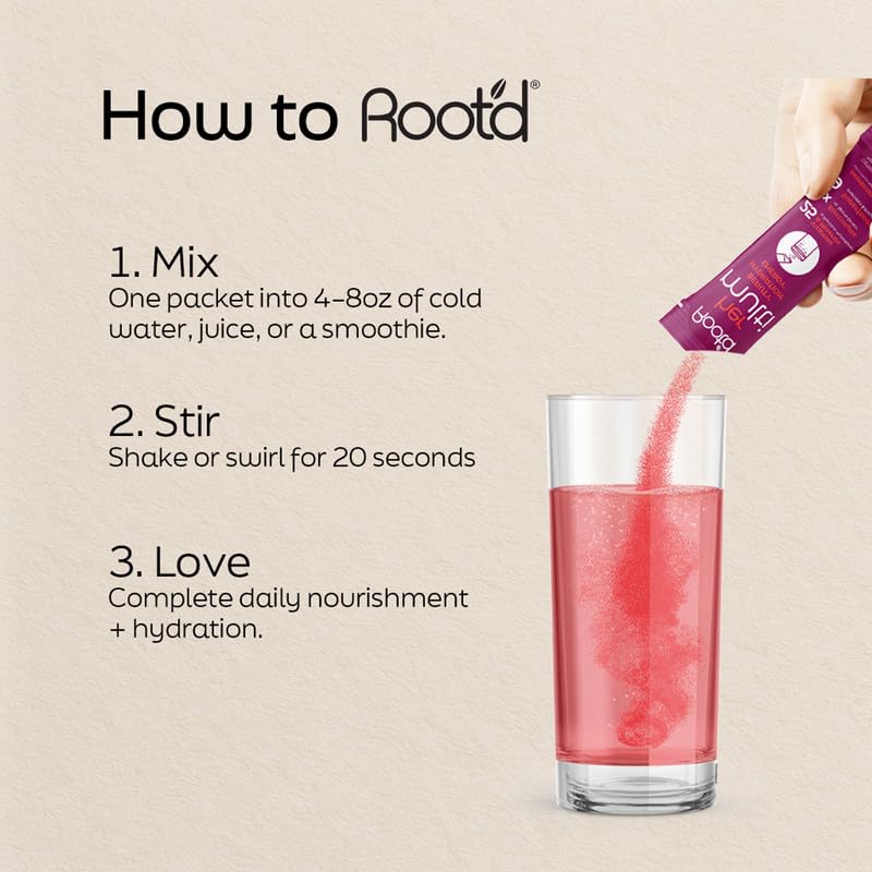 Root'd Multivitamin Powder for Women – 25 Vitamins & 3x Electrolytes | 9 Organic Superfoods | Sugar-Free Hydration | 30 Packets - Image 2
