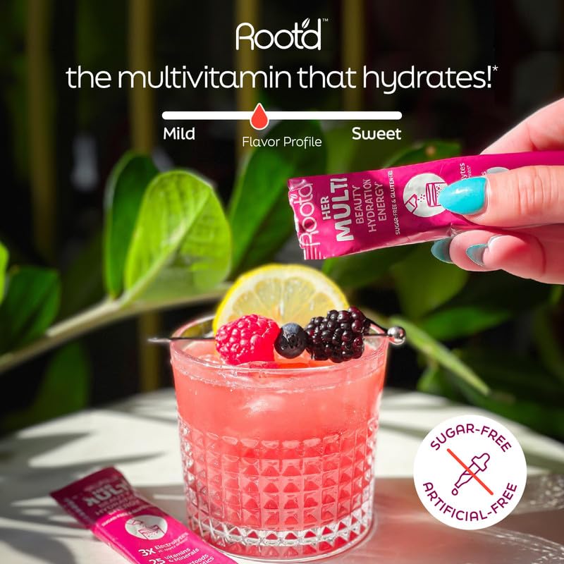 Root'd Multivitamin Powder for Women – 25 Vitamins & 3x Electrolytes | 9 Organic Superfoods | Sugar-Free Hydration | 30 Packets - Image 5