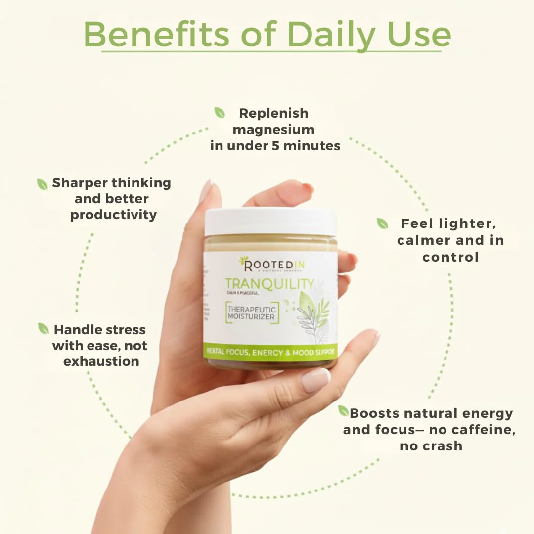 Rooted In Magnesium Cream with Ashwagandha – Aromatherapy Calming Lotion for Stress Relief, Sleep & Muscle Comfort - Image 6