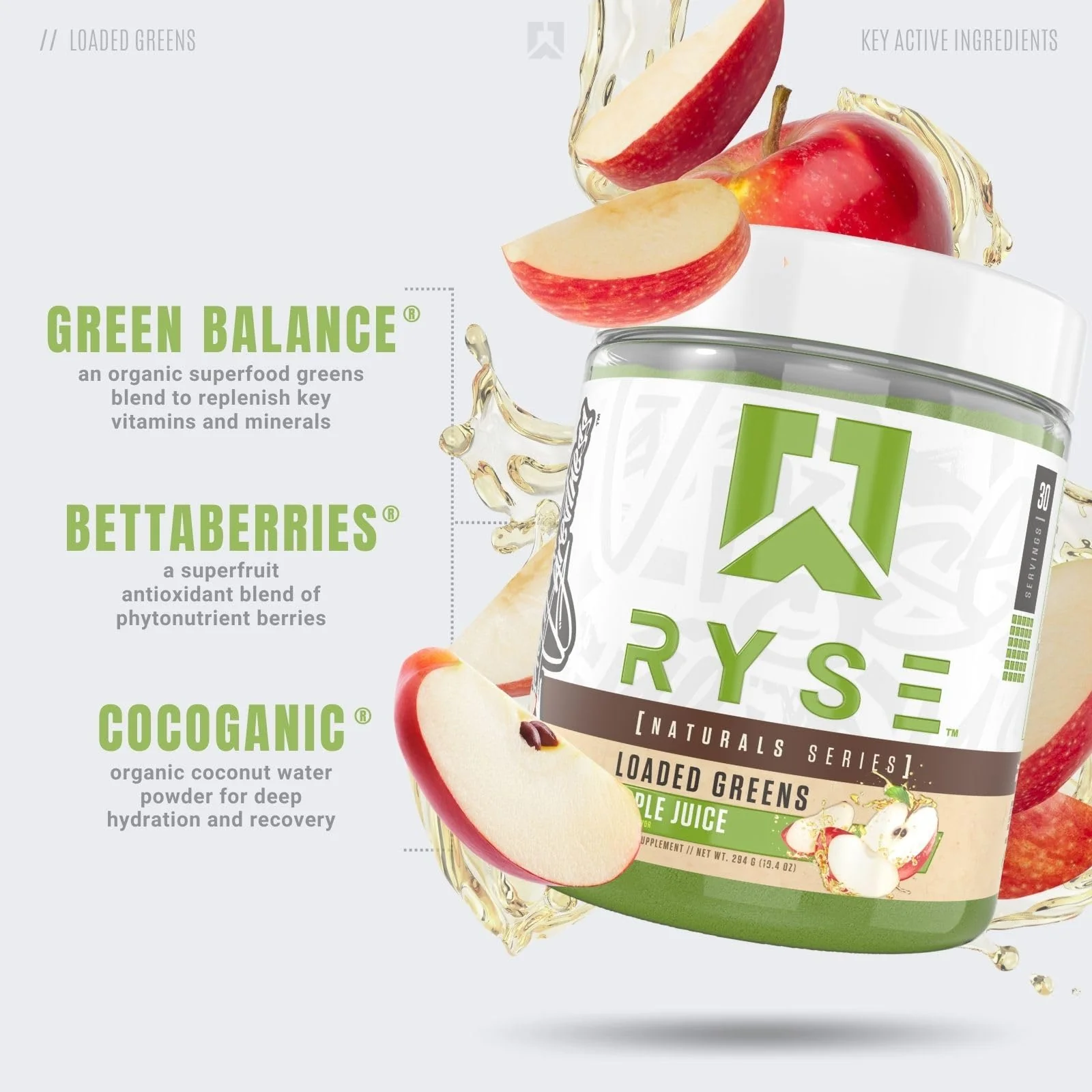 RYSE Loaded Greens Superfood Powder – Apple Juice | Digestion, Immunity & Energy – 30 Servings - Image 3