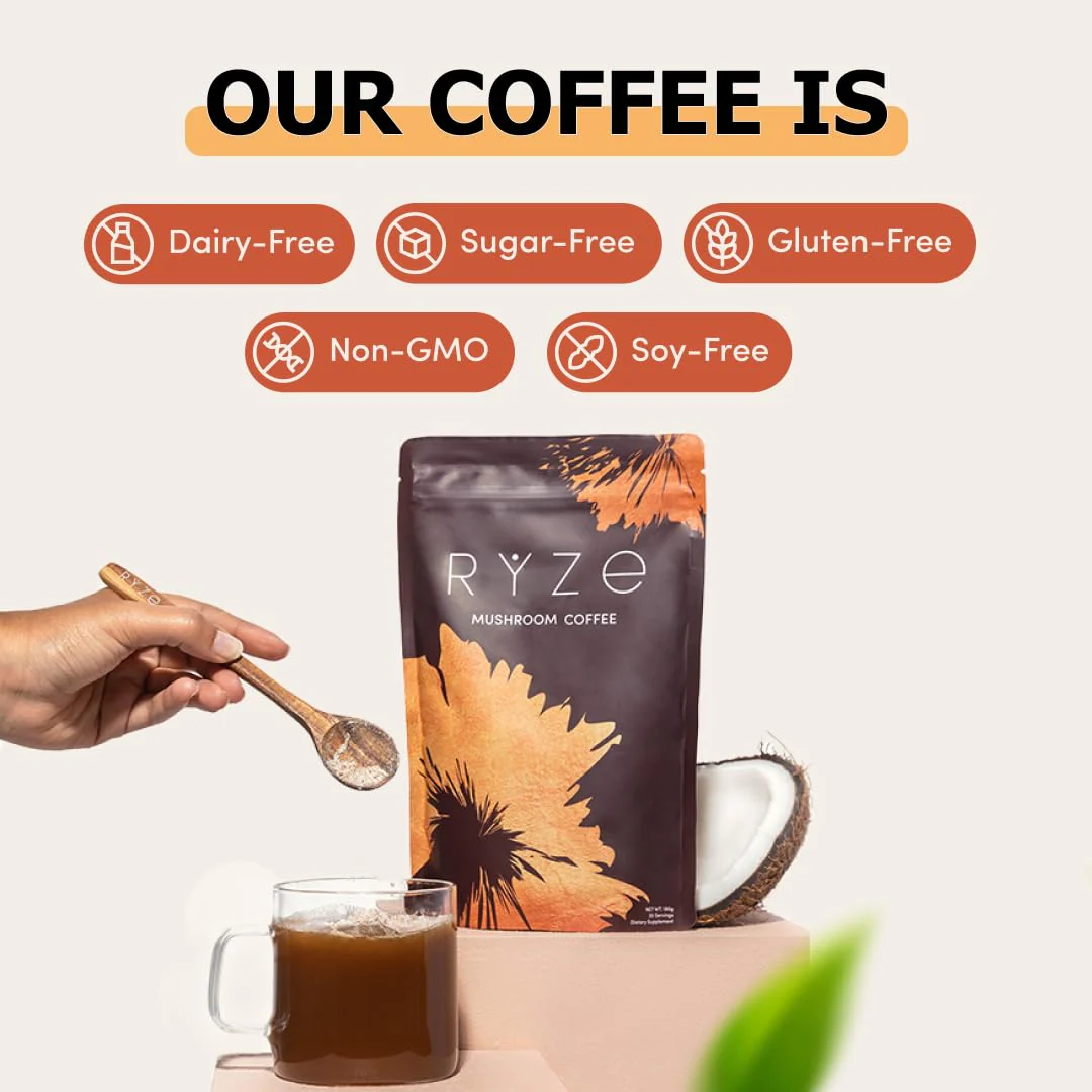 RYZE n Shine Bundle – USDA Organic Mushroom Coffee + Probiotic Creamer | 6 Adaptogenic Mushrooms, MCT Oil, 30+30 Servings - Image 9