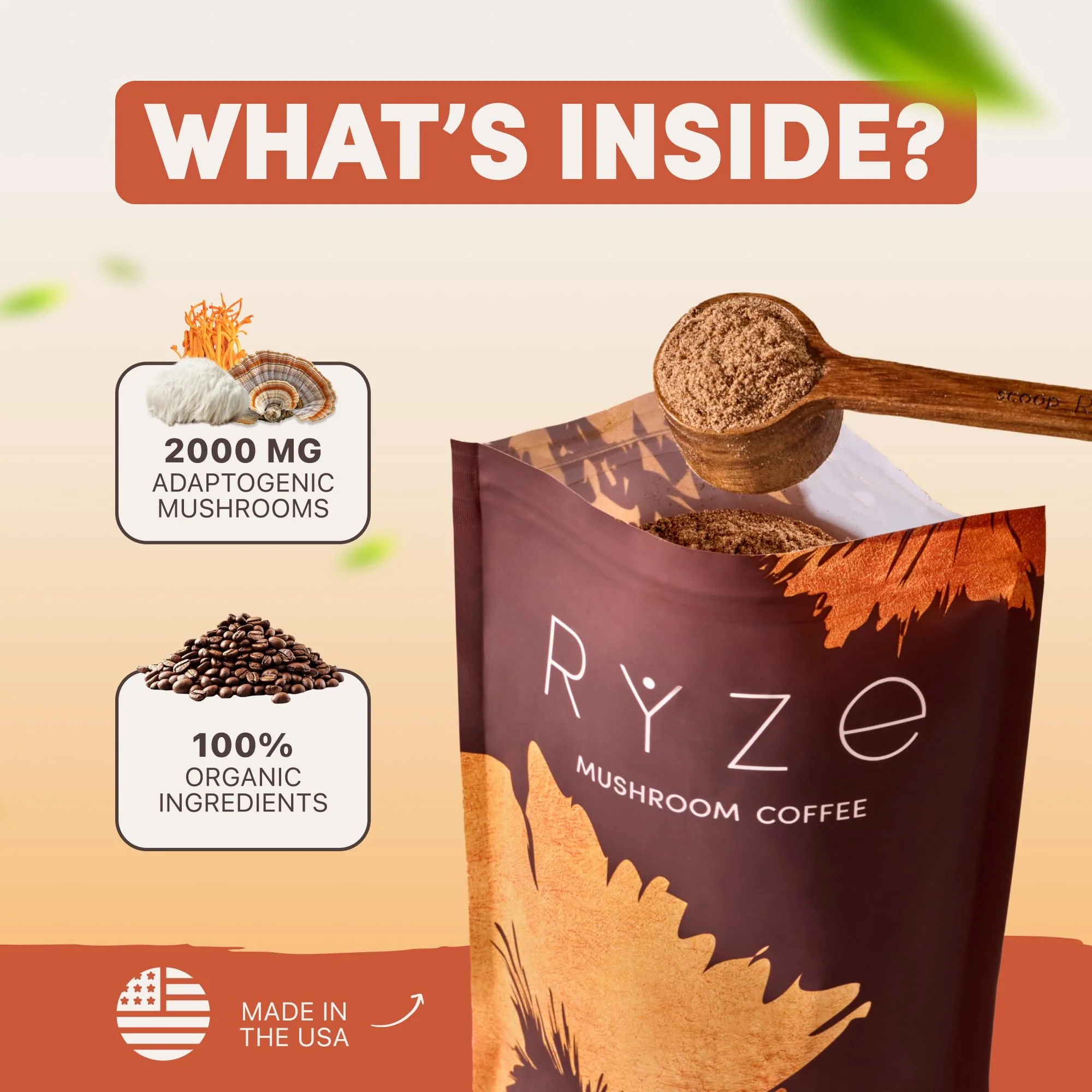 RYZE SUPERFOODS Mushroom Coffee USDA Organic — 6 Adaptogenic Mushrooms + MCT Oil, 30 Servings - Image 13