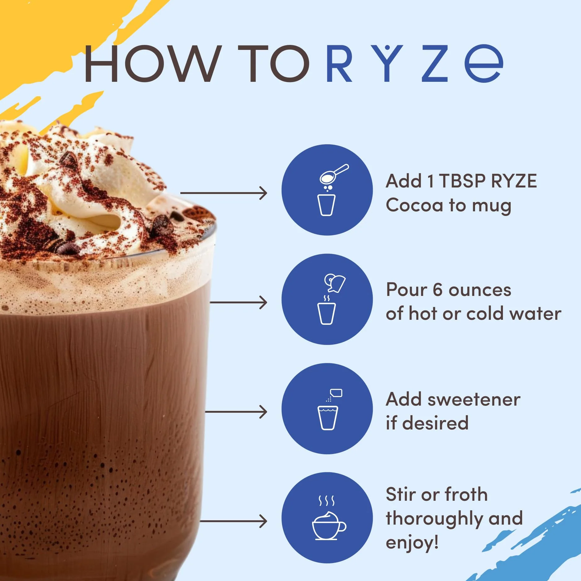RYZE SUPERFOODS Mushroom Hot Cocoa with Melatonin Sleep Support – Keto Cocoa Powder, 20 Servings - Image 6