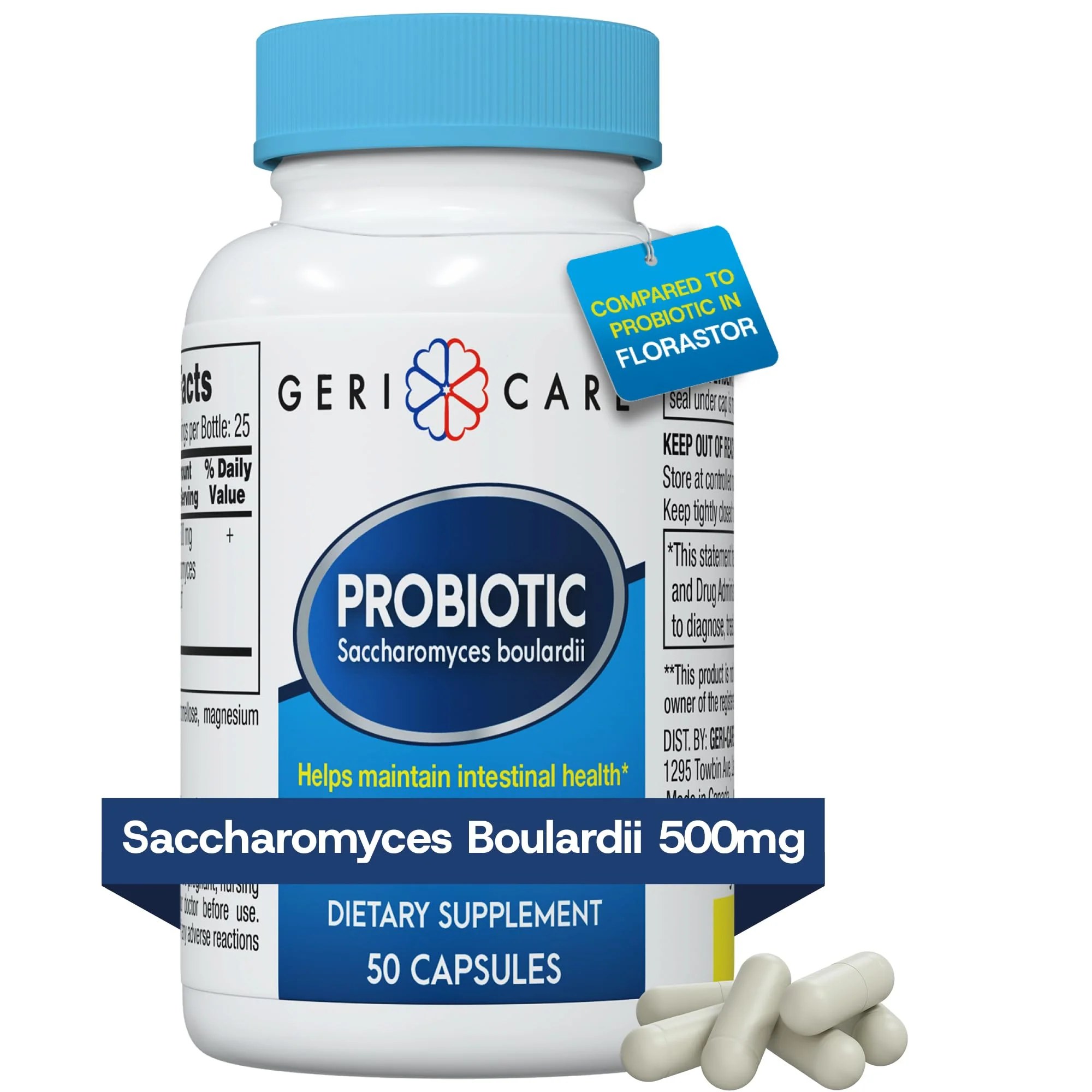 Saccharomyces boulardii Probiotic 500mg for Digestive Health – Women & Men | Compare to Florastor (50 Capsules) – 12 Pack - Image 9