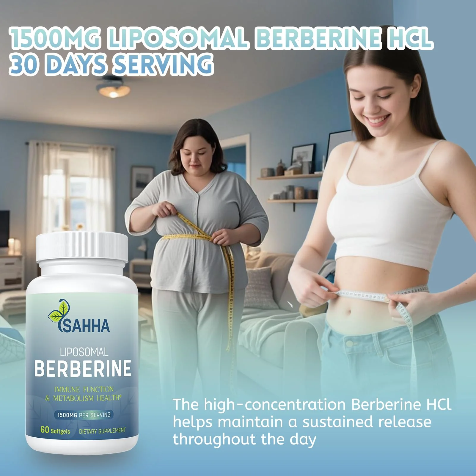 Sahha Liposomal Berberine HCL 1500mg – Supports AMPK & GLP-1 Activation, High Bioavailability – 3 Pack - Image 2