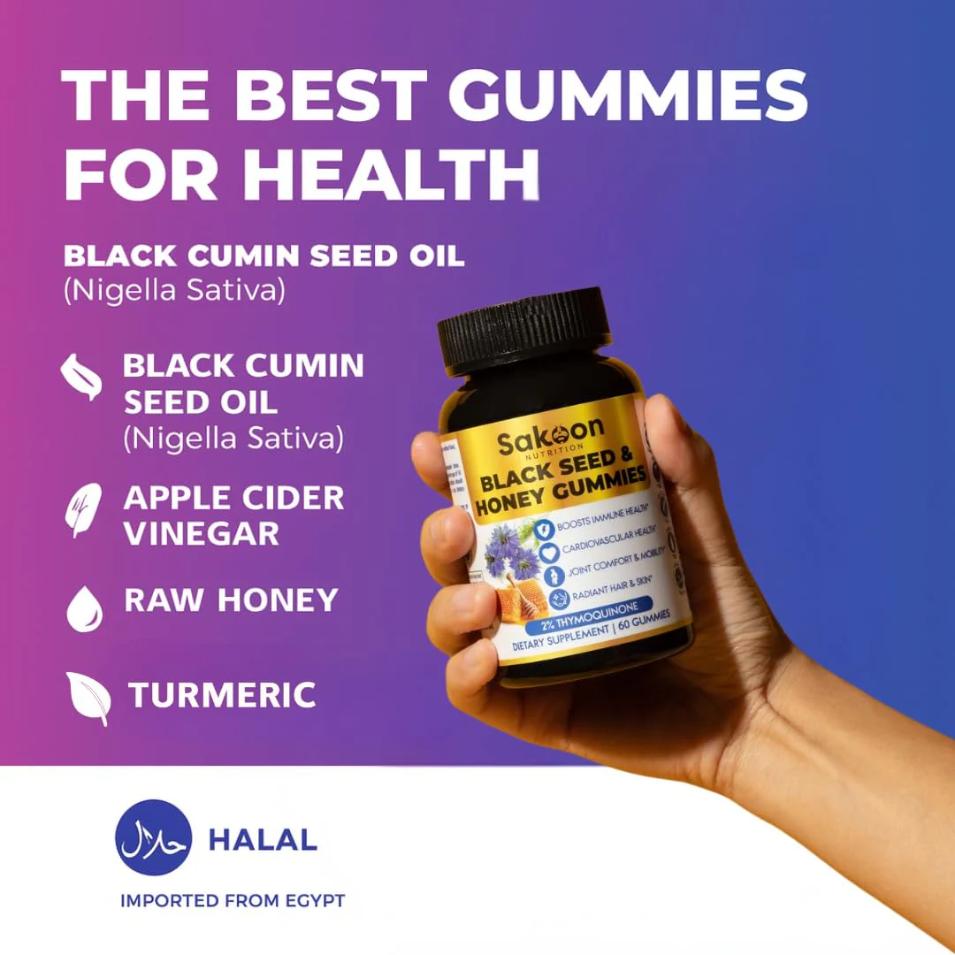 Sakoon Nutrition Black Seed Oil Gummies 2% Thymoquinone – Immune & Joints Support (60 Gummies) - Image 6