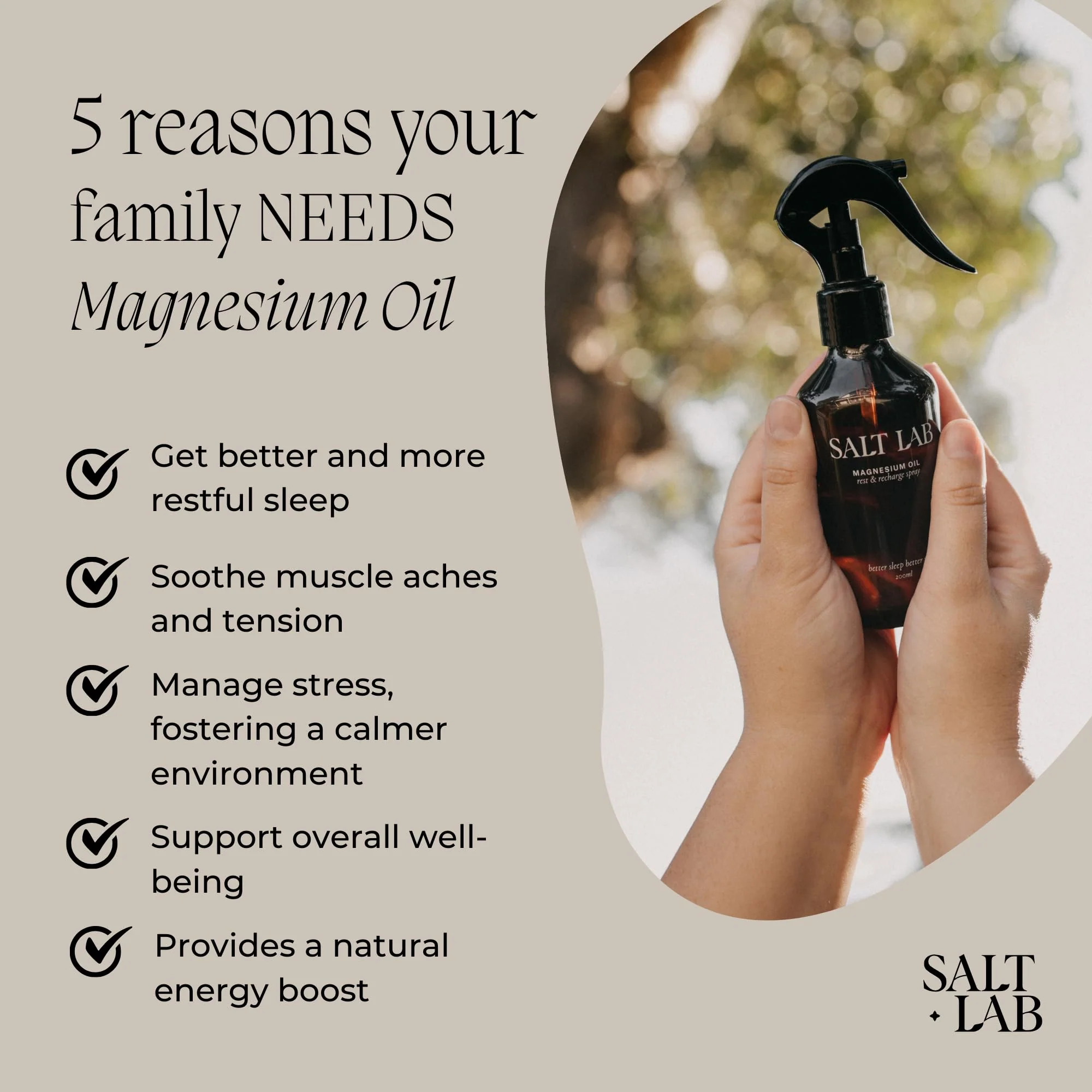 Salt Lab Magnesium Oil Spray – Non-Sticky, Fragrance-Free (6.8 oz) - Image 2