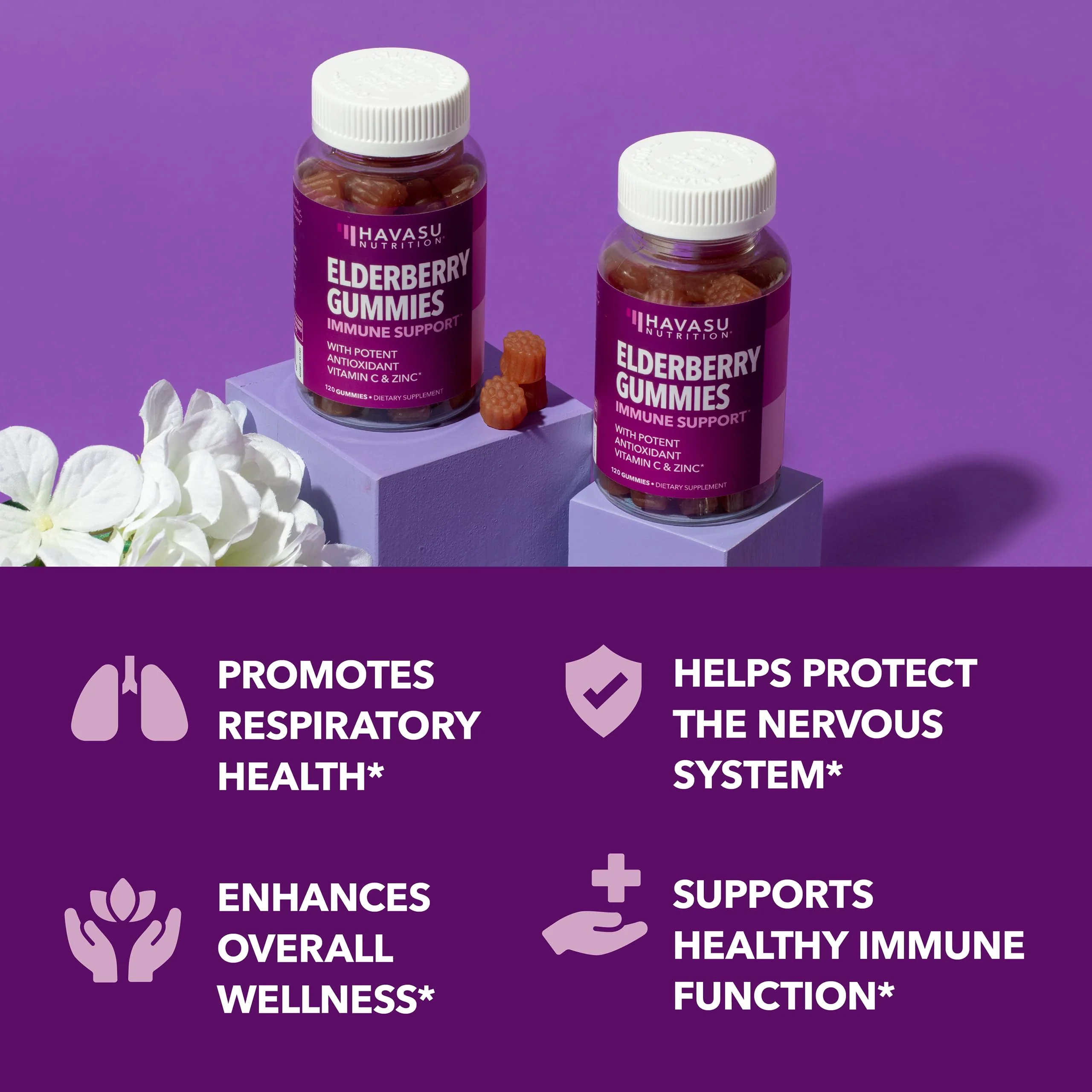 Sambucus Elderberry Gummies for Adults - Immune Support Supplement with Vitamin C and Zinc - Enhanced Formula for Daily Defense - 120 Count, 2 Month Supply, Berry Flavor - Convenient Wellness - Image 6
