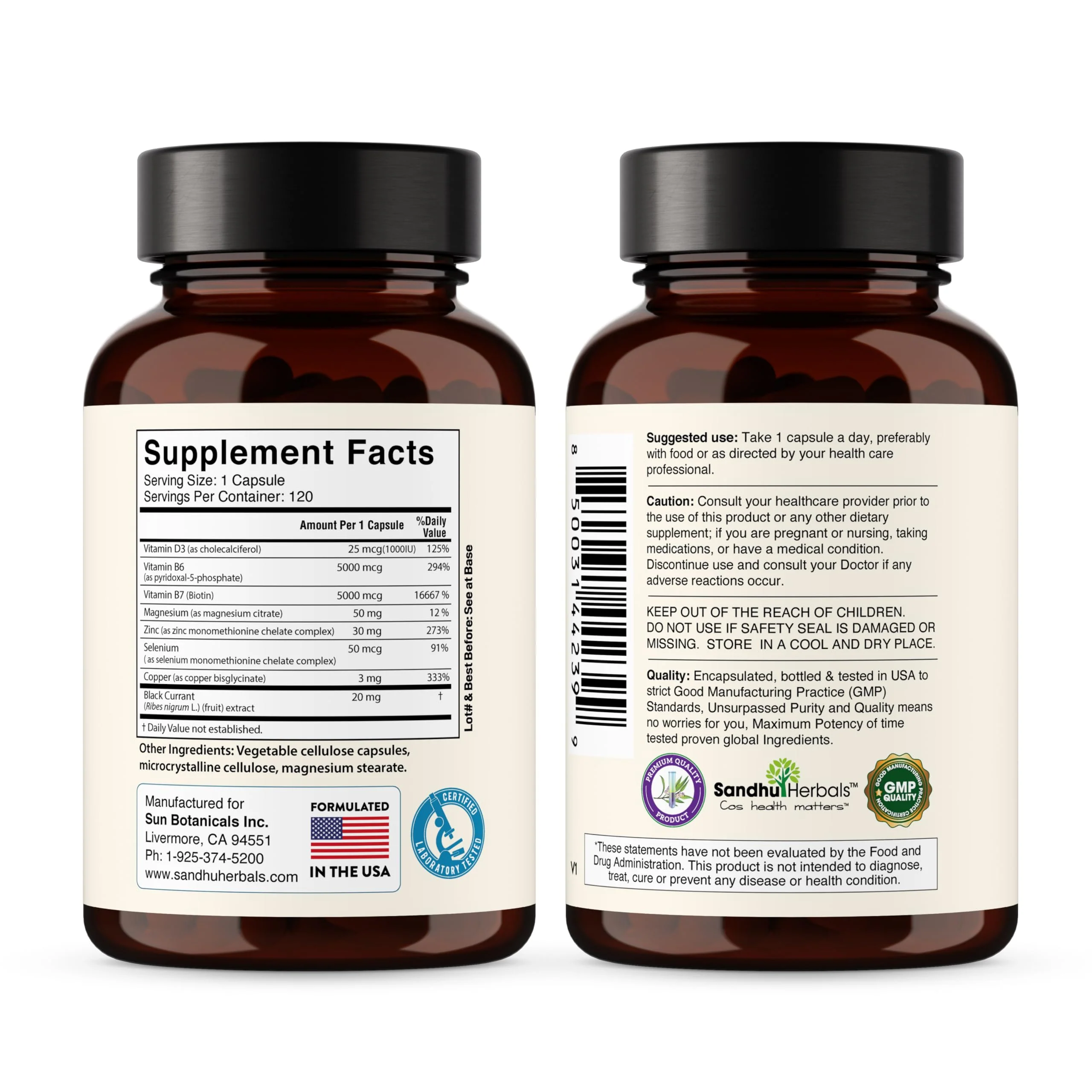 Sandhu Herbals Zinc 30mg with D3, B6, Biotin – Immune & Beauty Support | 120 Caps - Image 4