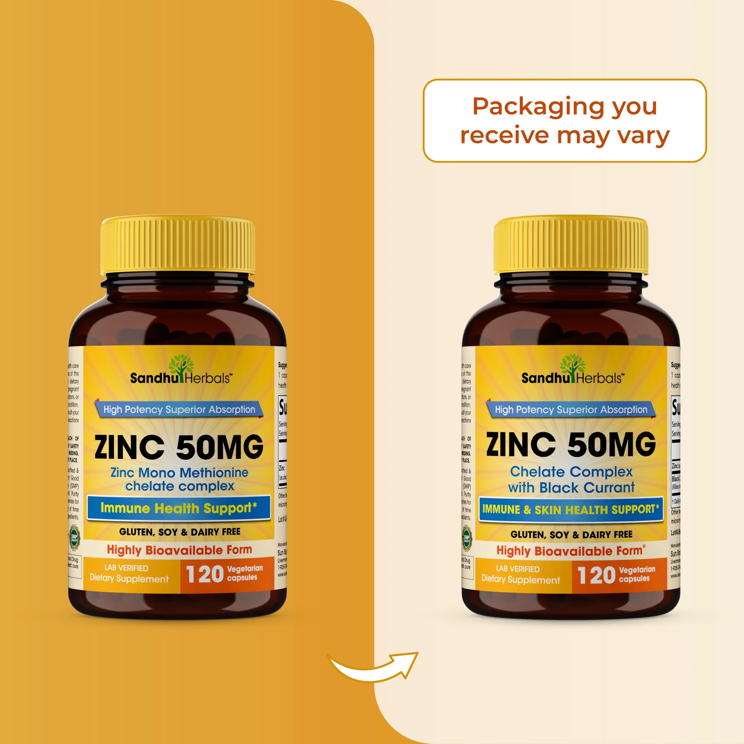 SANDHUHERBALS Zinc Supplements with Black Currant for Men and Women | Zinc 50mg 120 Vegetarian Capsules (Pack of 2) | Highly Absorbable for Immune Support | Zink 50 mg Supplement Supports Skin Health - Image 9