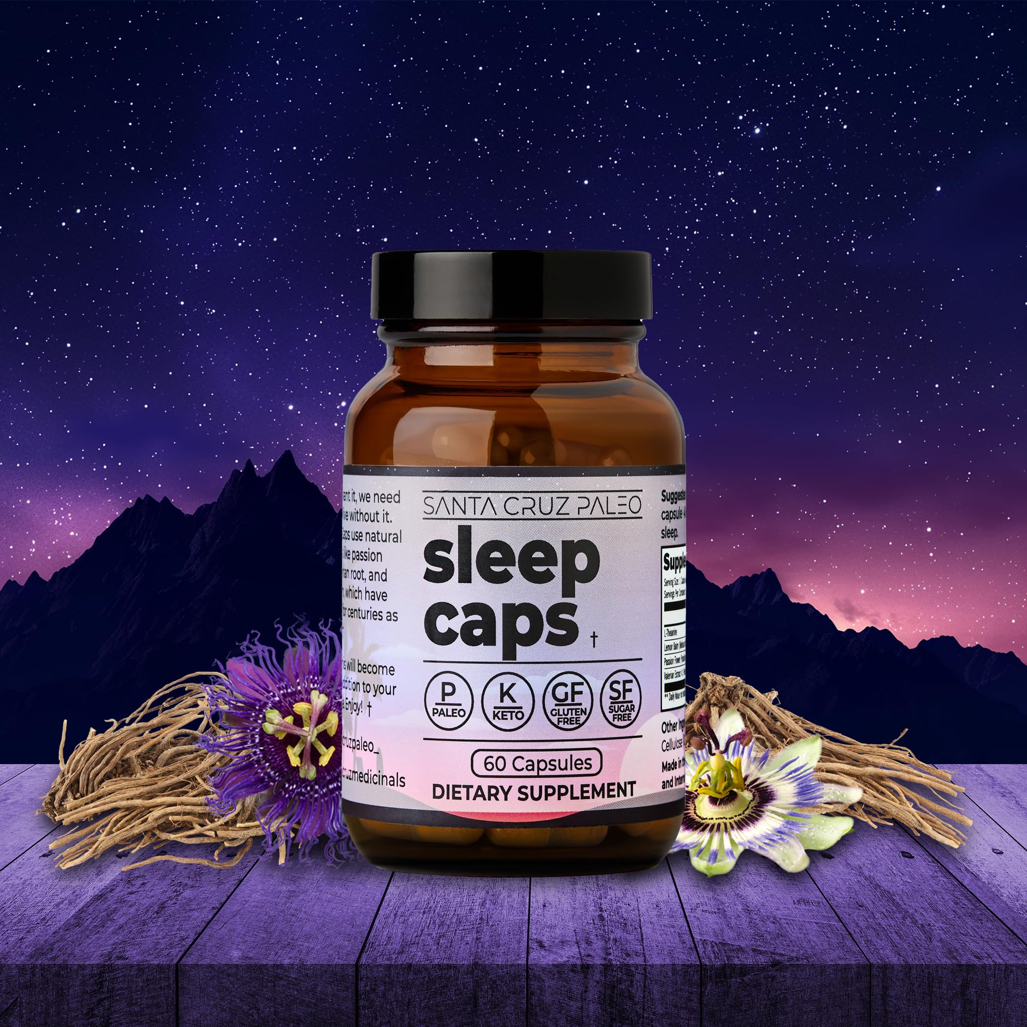 Santa Cruz Paleo Sleep Caps – Melatonin-Free Nighttime Relaxation with L-Theanine, Lemon Balm, Passion Flower & Valerian - Image 3