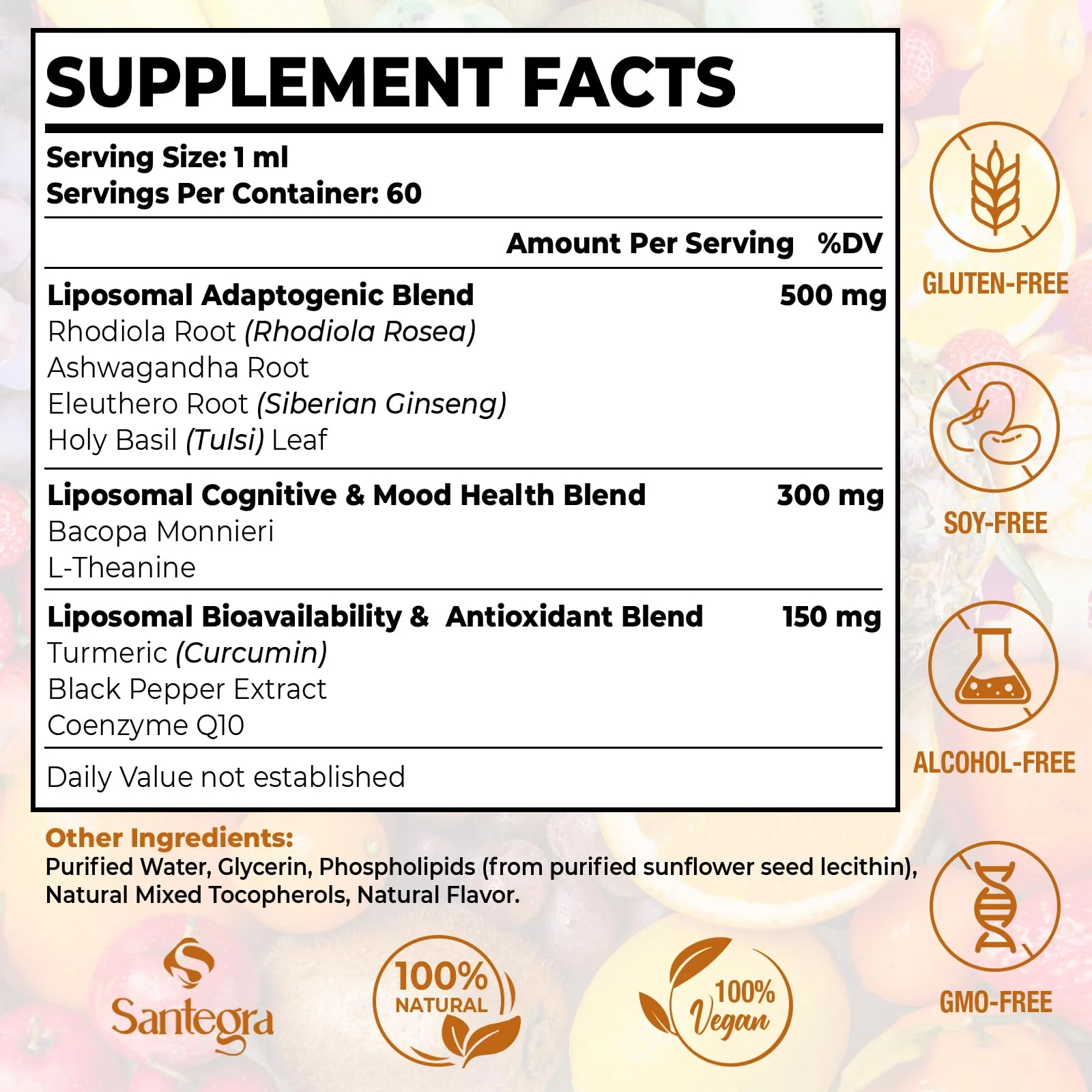 Santegra 57,000mg Liposomal Rhodiola Rosea with Ashwagandha — 360ml Liquid - Image 2