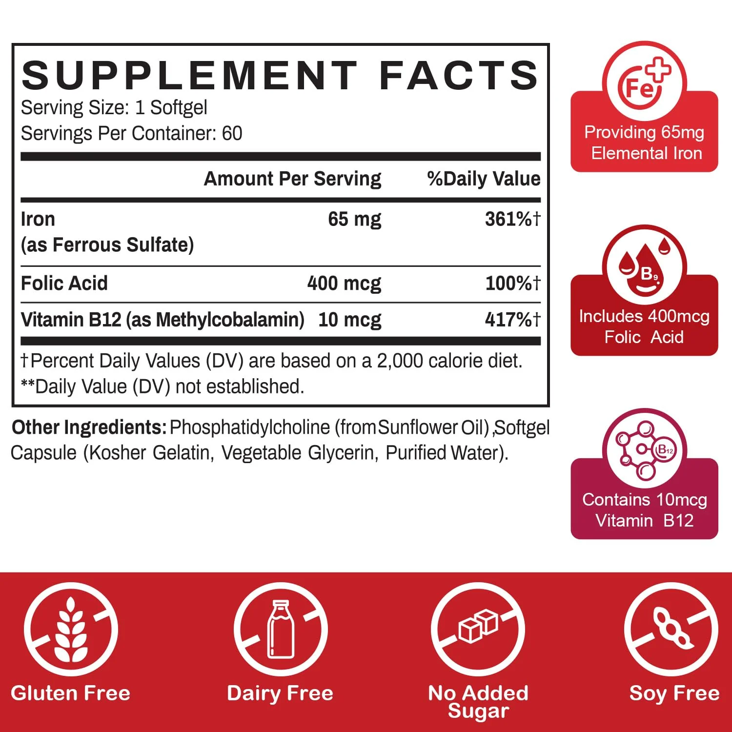 Sapotax Liposomal Fe Iron Supplement for Women & Men – 65 mg Iron, Folic Acid & B12 (60 Softgels, 2 Bottles) - Image 9