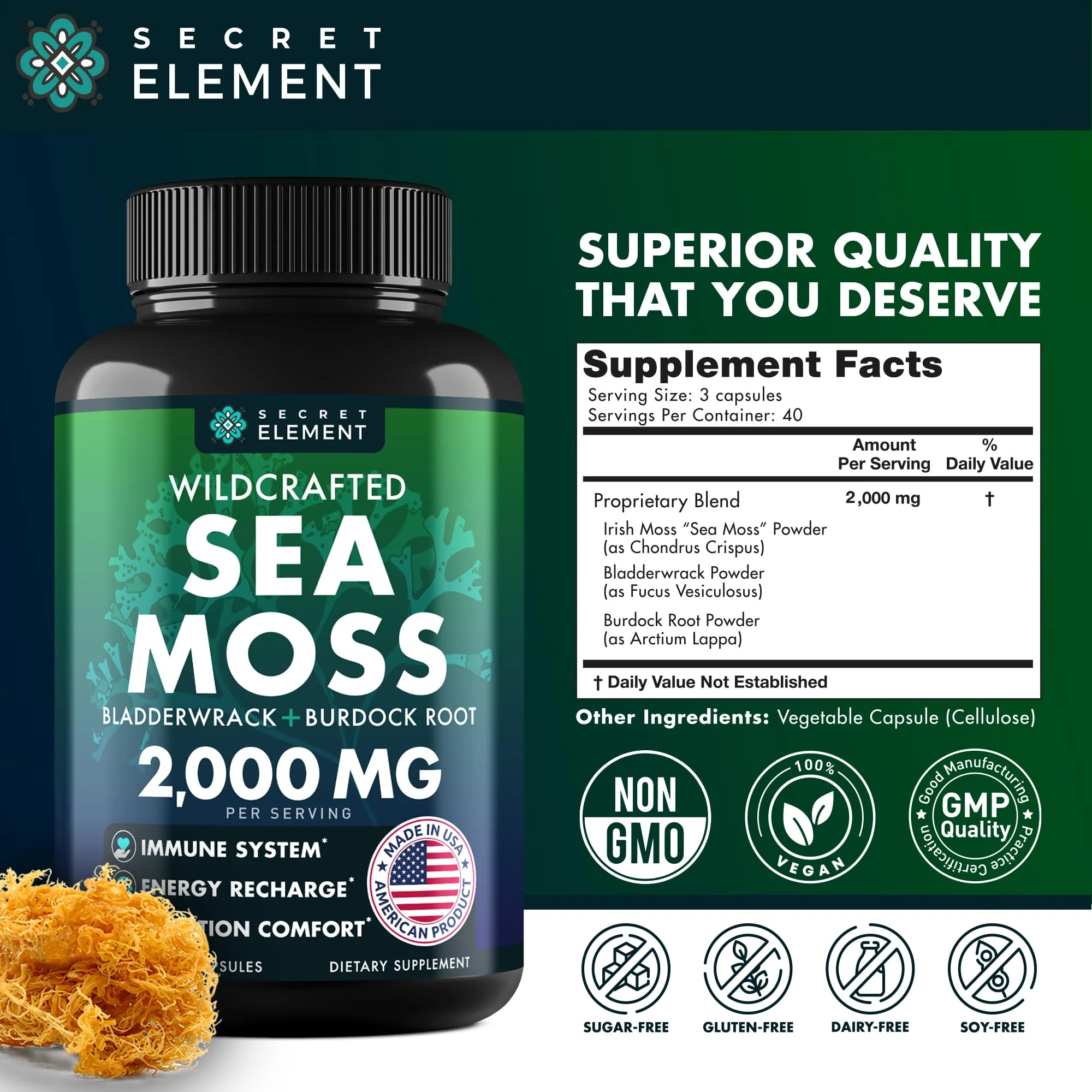 Sea Moss Capsules – Irish Sea Moss with Burdock Root, Bladderwrack & Muira Puama - Image 6