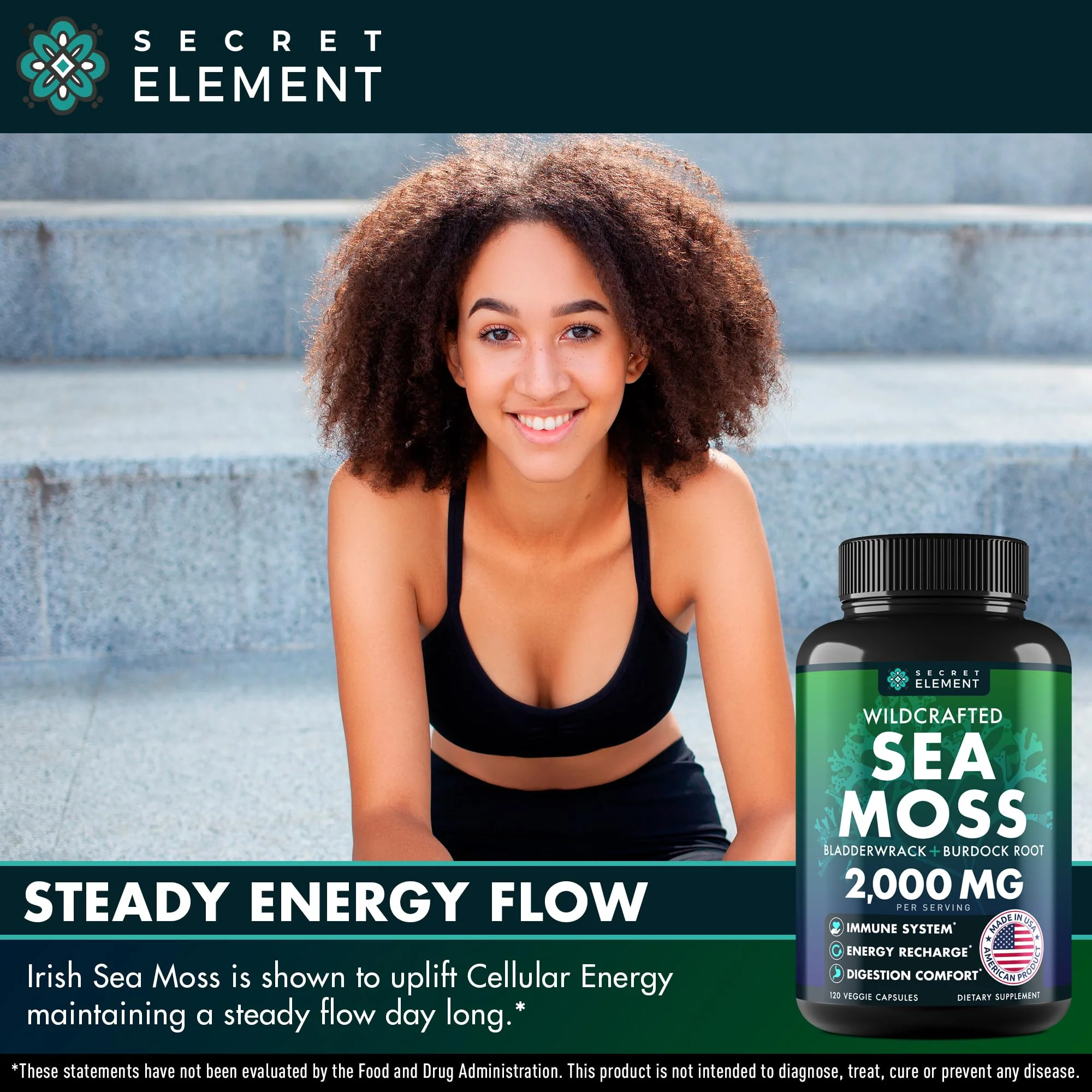 Secret Element Sea Moss Capsules – Irish Sea Moss with Burdock Root, Bladderwrack & Muira Puama for Immunity, Gut, and Energy (2 Pack) - Image 11