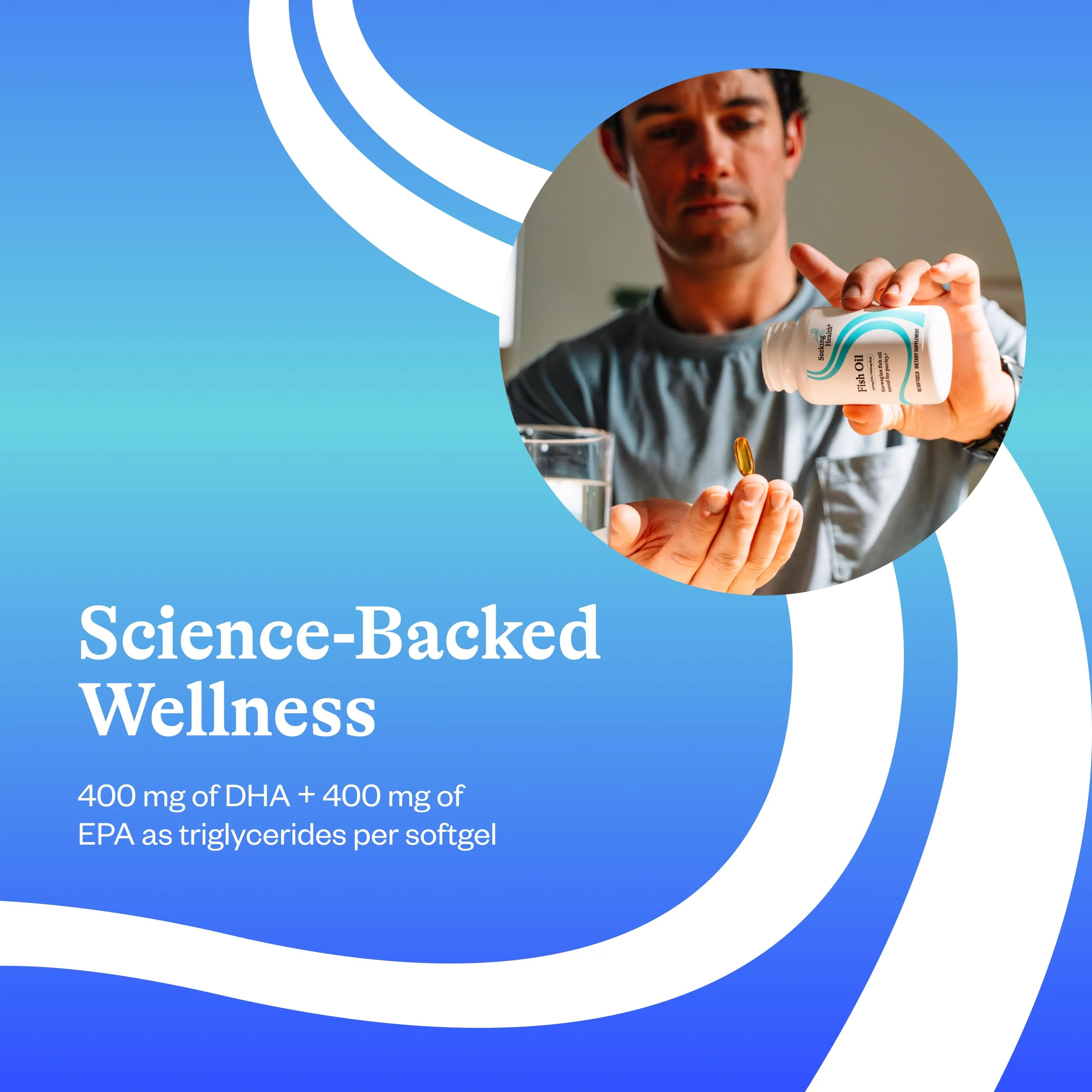 Seeking Health Fish Oil 400mg EPA / 400mg DHA Norwegian Fish Oil Tested for Purity. 60 Softgels - Image 2