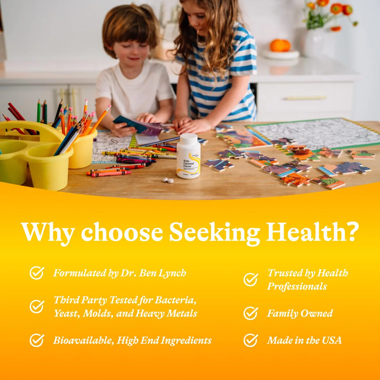 Seeking Health Kids Optimal Focus – Calming Supplement for Children | Focus, Sleep & Healthy Mindset | 60 Chewable Tablets (30 Servings) - Image 6