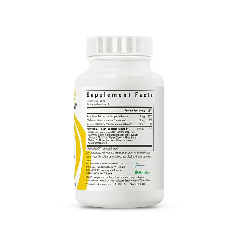 Seeking Health Kids Optimal Focus – Calming Supplement for Children | Focus, Sleep & Healthy Mindset | 60 Chewable Tablets (30 Servings) - Image 8