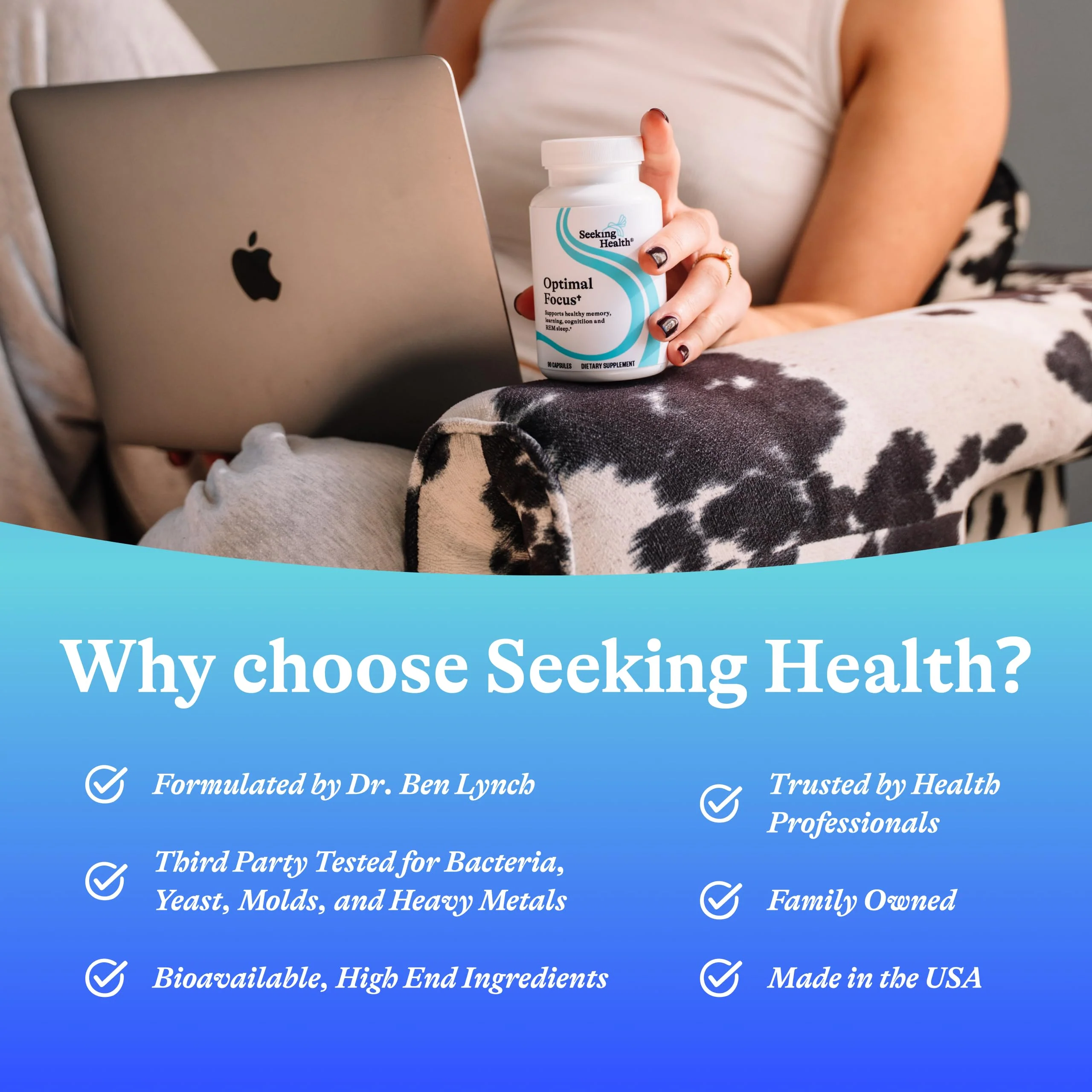Seeking Health Optimal Focus - Stimulant-Free Nootropic with Choline & Algae DHA (90 Capsules) - Image 8