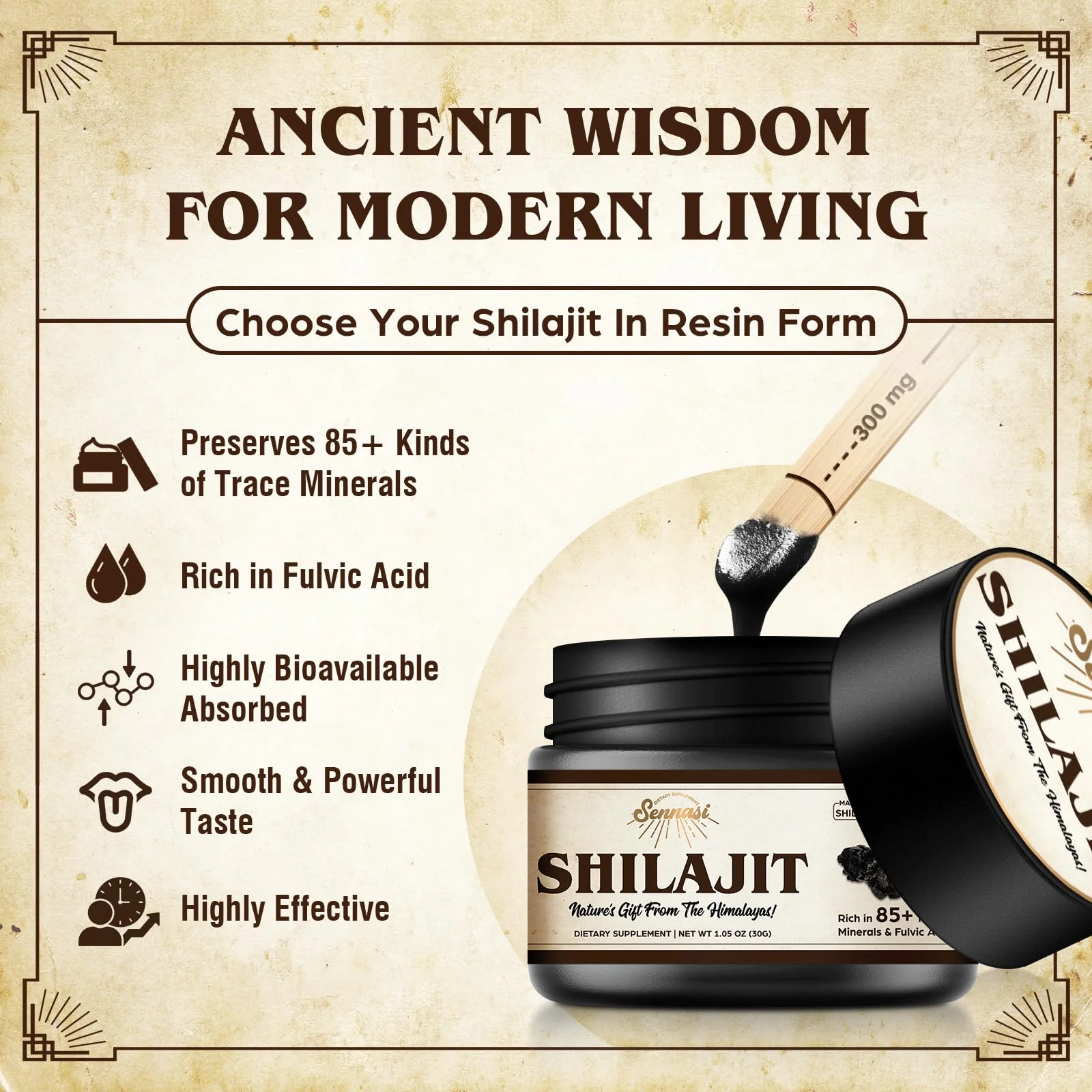 Sennasi Shilajit Resin – Pure Himalayan Organic Shilajit 600mg (30g, 2 Pack) - Image 12