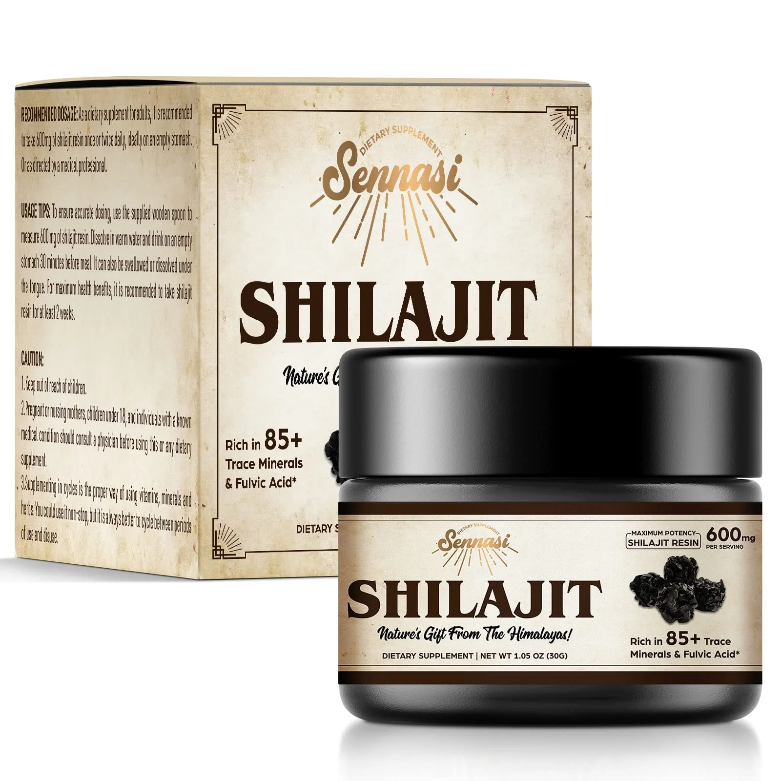 Sennasi Shilajit Resin – Pure Himalayan Organic Shilajit 600mg (30g, 2 Pack) - Image 14