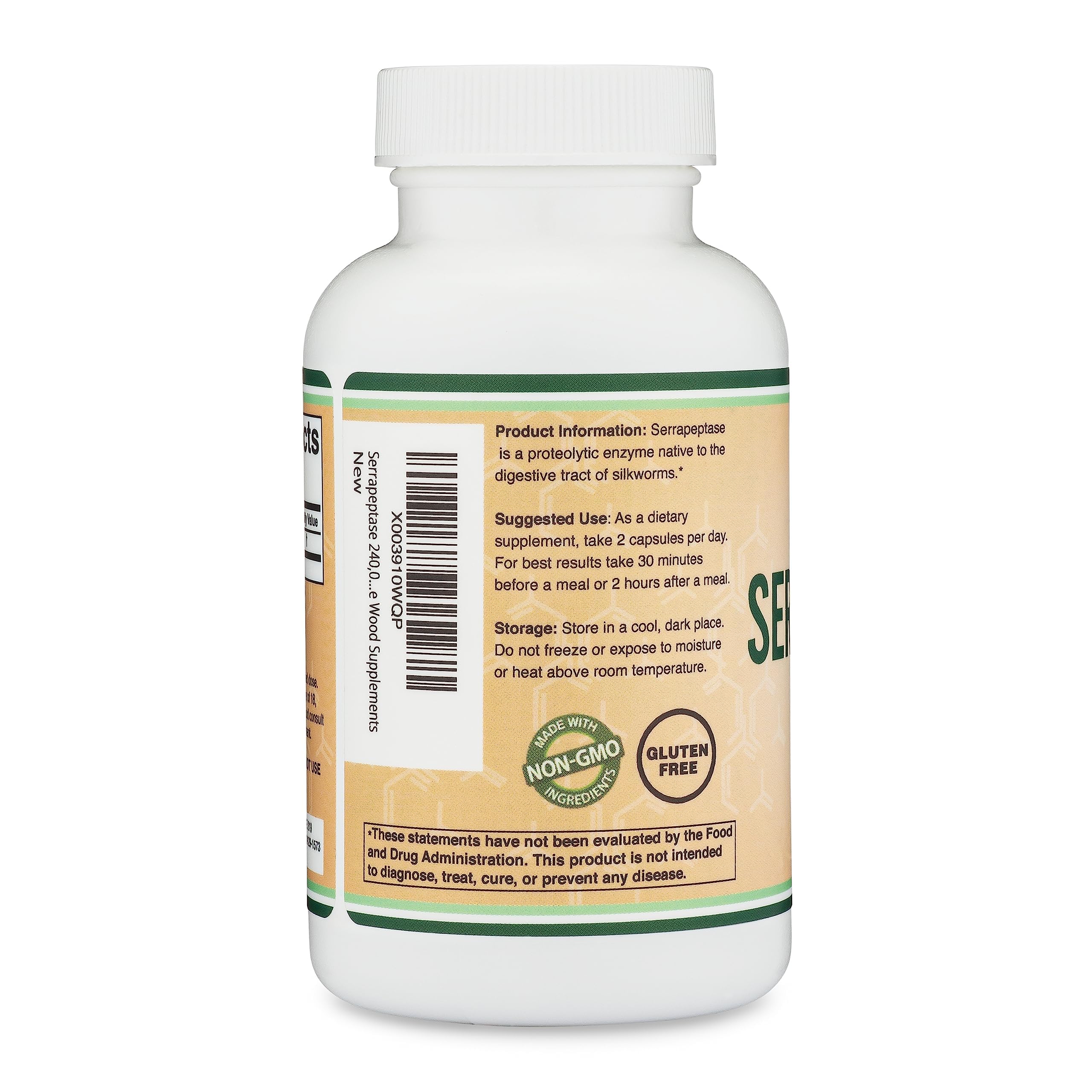 Serrapeptase 240,000 SPU Max Potency – Pack of 2 by Double Wood Supplements (120 Veggie Capsules per Bottle) - Image 6