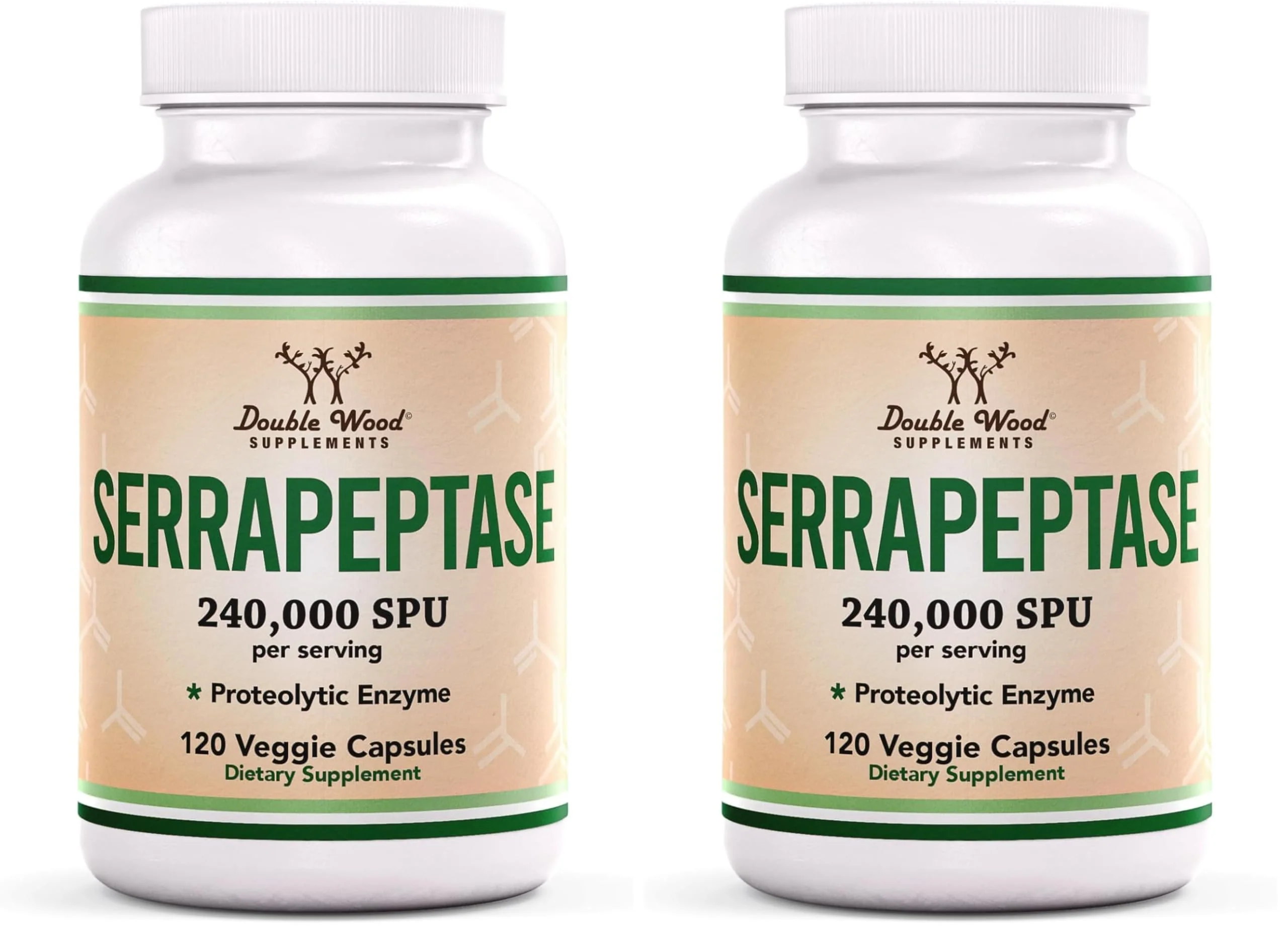 Serrapeptase 240,000 SPU Max Potency – Pack of 2 by Double Wood Supplements (120 Veggie Capsules per Bottle) - Image 8