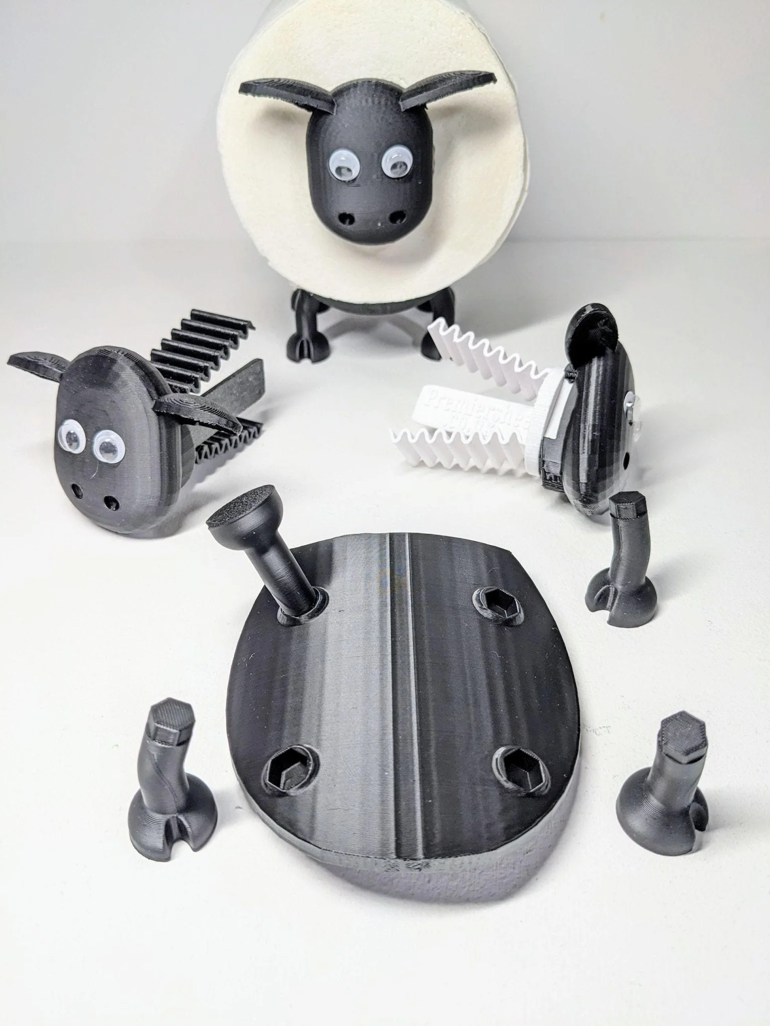 Set of 3 Black Sheep Toilet Roll Holders. UK Handmade gift. - Image 6