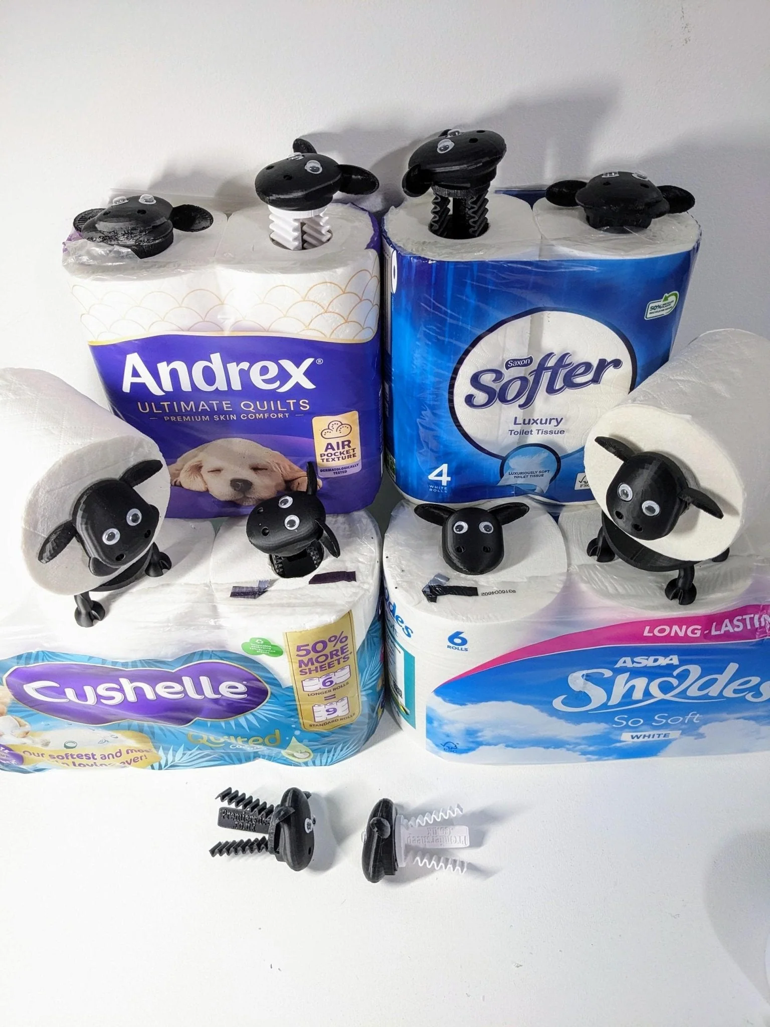 Set of 3 Black Sheep Toilet Roll Holders. UK Handmade gift. - Image 8
