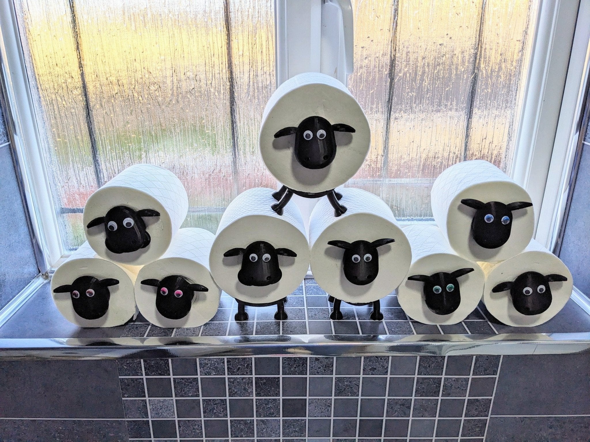 Set of 3 Black Sheep Toilet Roll Holders. UK Handmade gift. - Image 9
