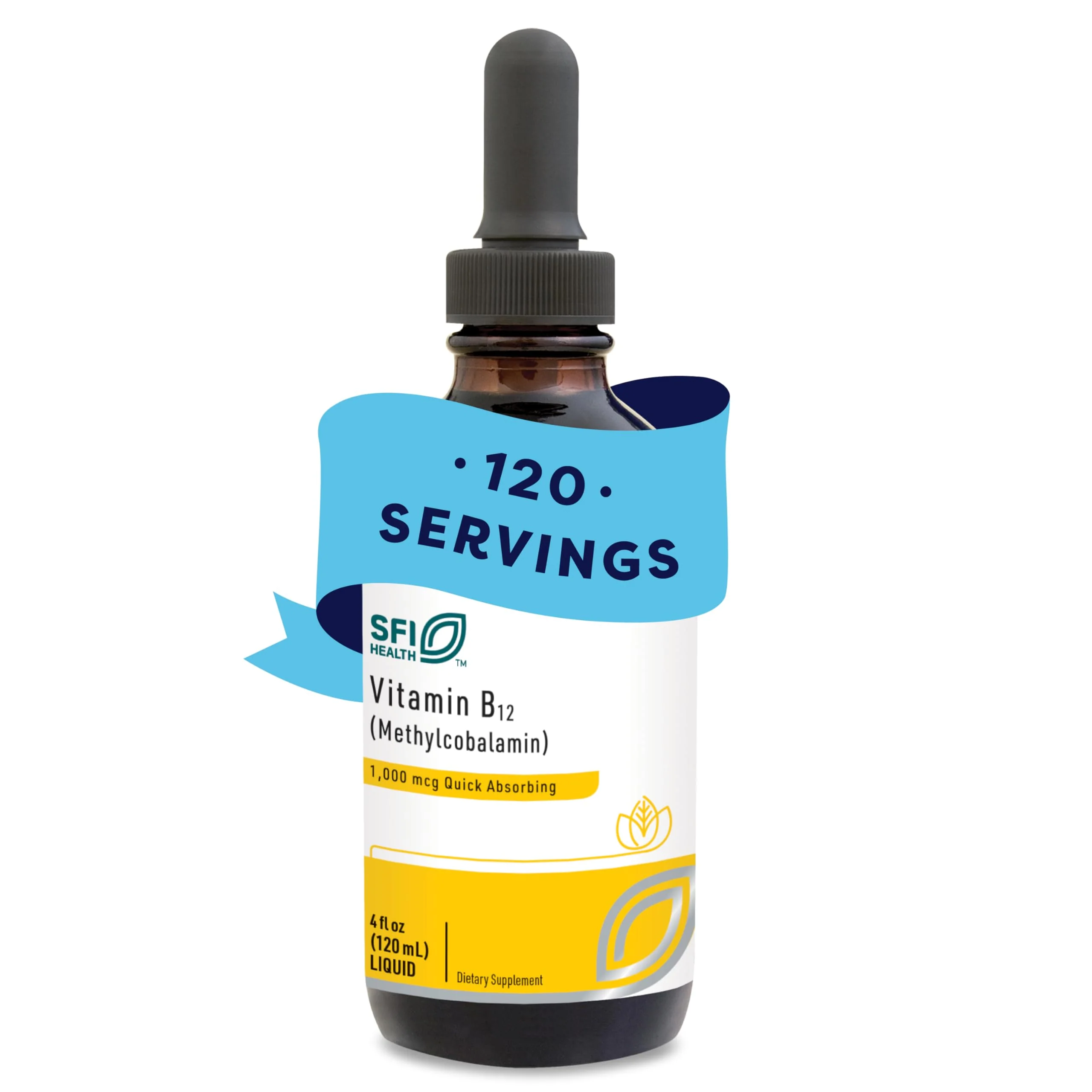 SFI Health Klaire Labs Vitamin B12 Liquid - Methylcobalamin Drops - Superior Absorption - Vegan, 120 Servings, 4 Oz - Image 10