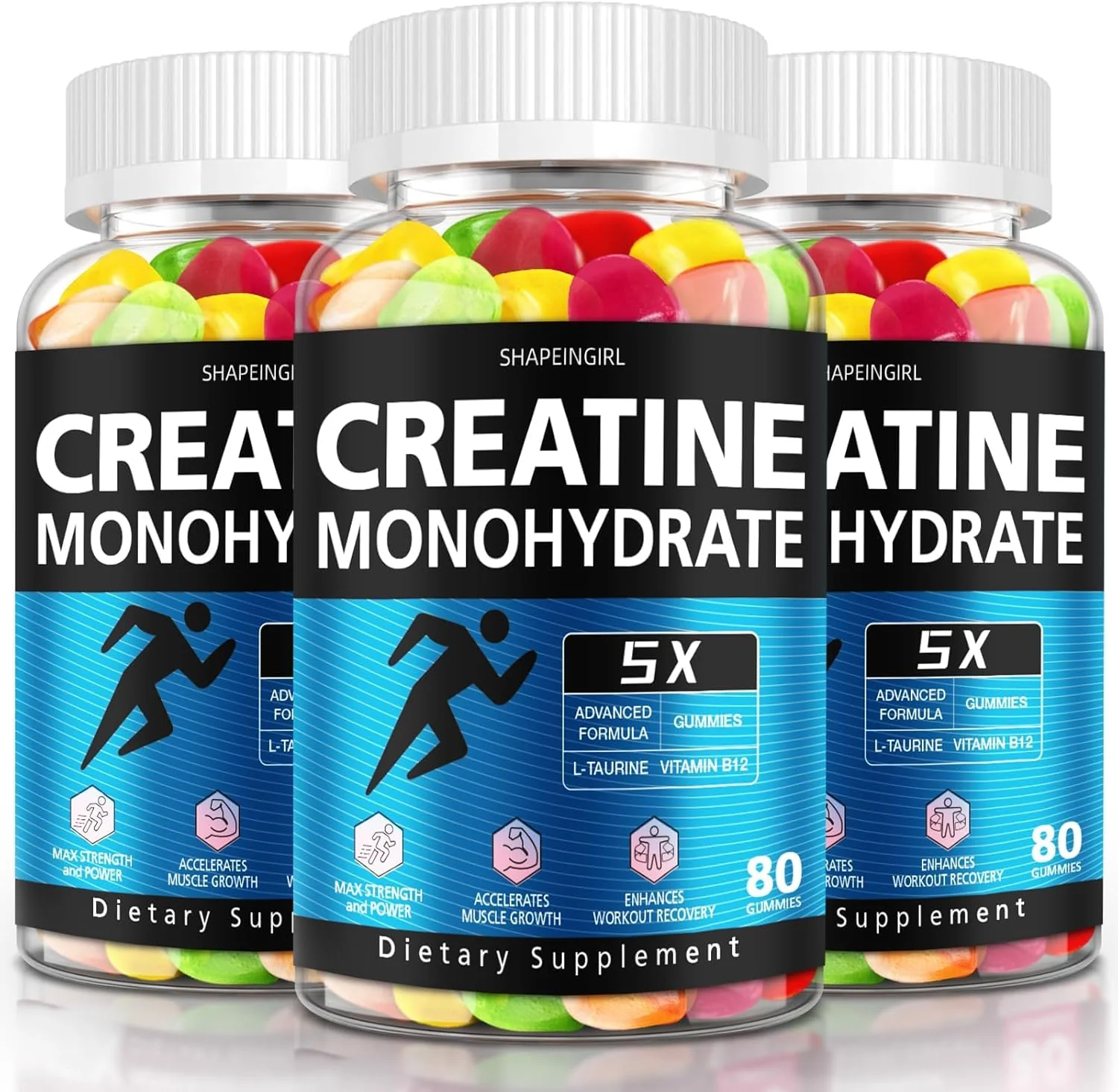 SHAPEINGIRL Creatine Monohydrate Gummies for Women & Men – Vegan, Vitamin B12, 320-Count - Image 7