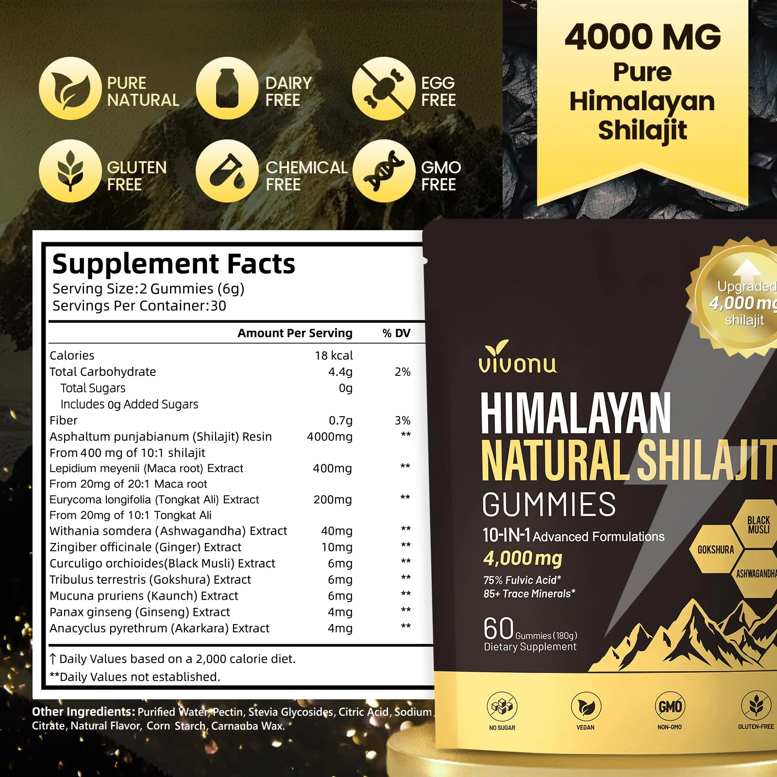 Shilajit Gummies, Shilajit for Men & Women | 4000mg High Potency 10-in-1 Formula with Pure Himalayan Shilajit, Ashwagandha, and 75% Fulvic Acid | Sugar-Free Vegan, 85+ Trace Minerals - Image 8