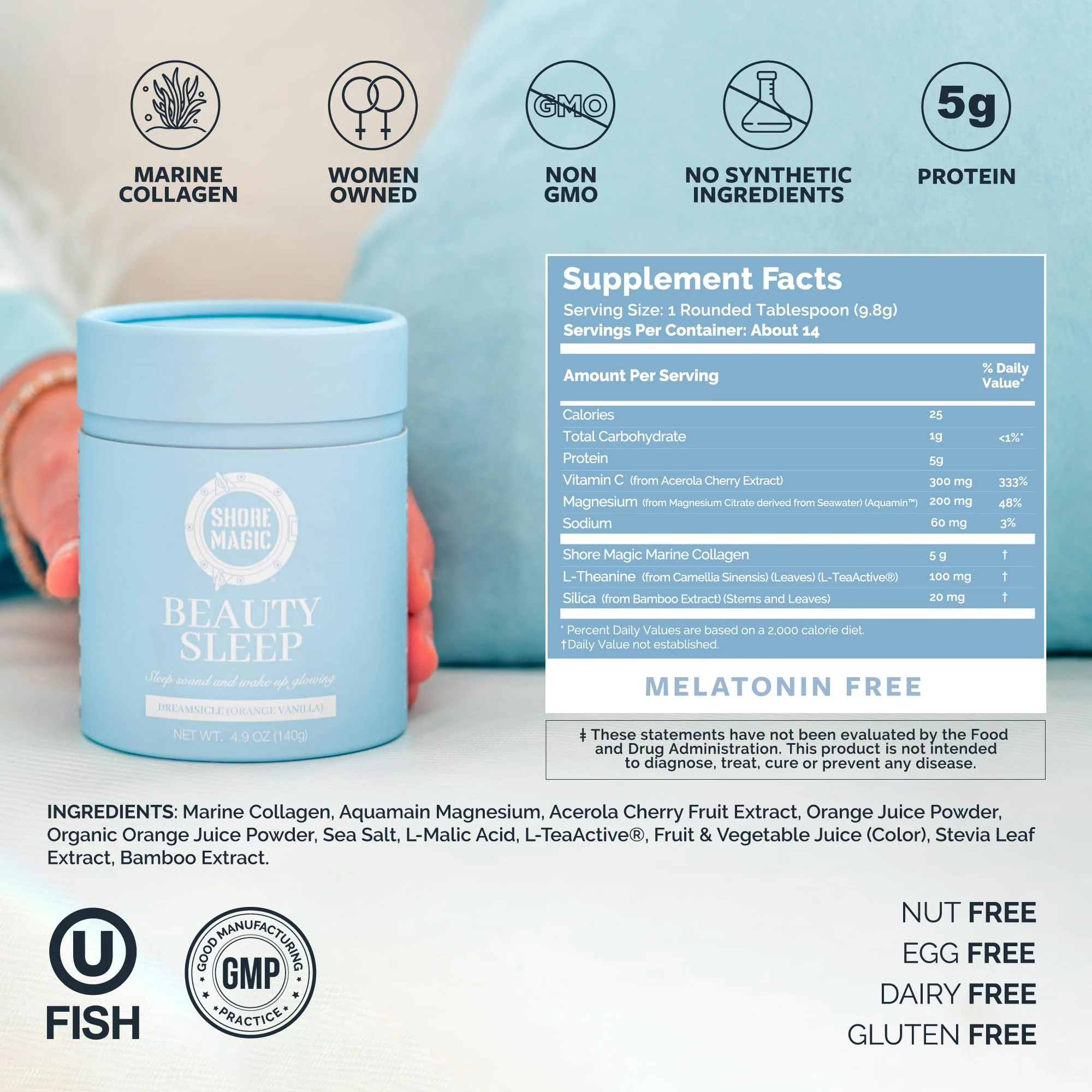 Shore Magic Beauty Sleep – Marine Collagen, Magnesium & L-Theanine, Sugar-Free - Image 2