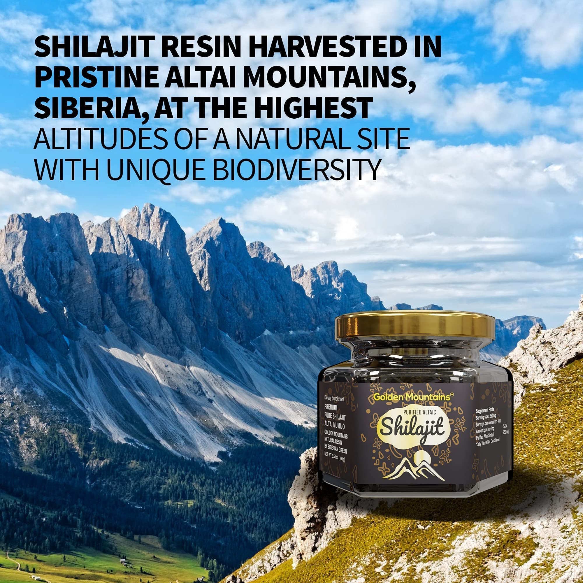 Siberian Green Pure Shilajit Resin – Altai Golden Mountains 100g with Measuring Spoon - Image 2
