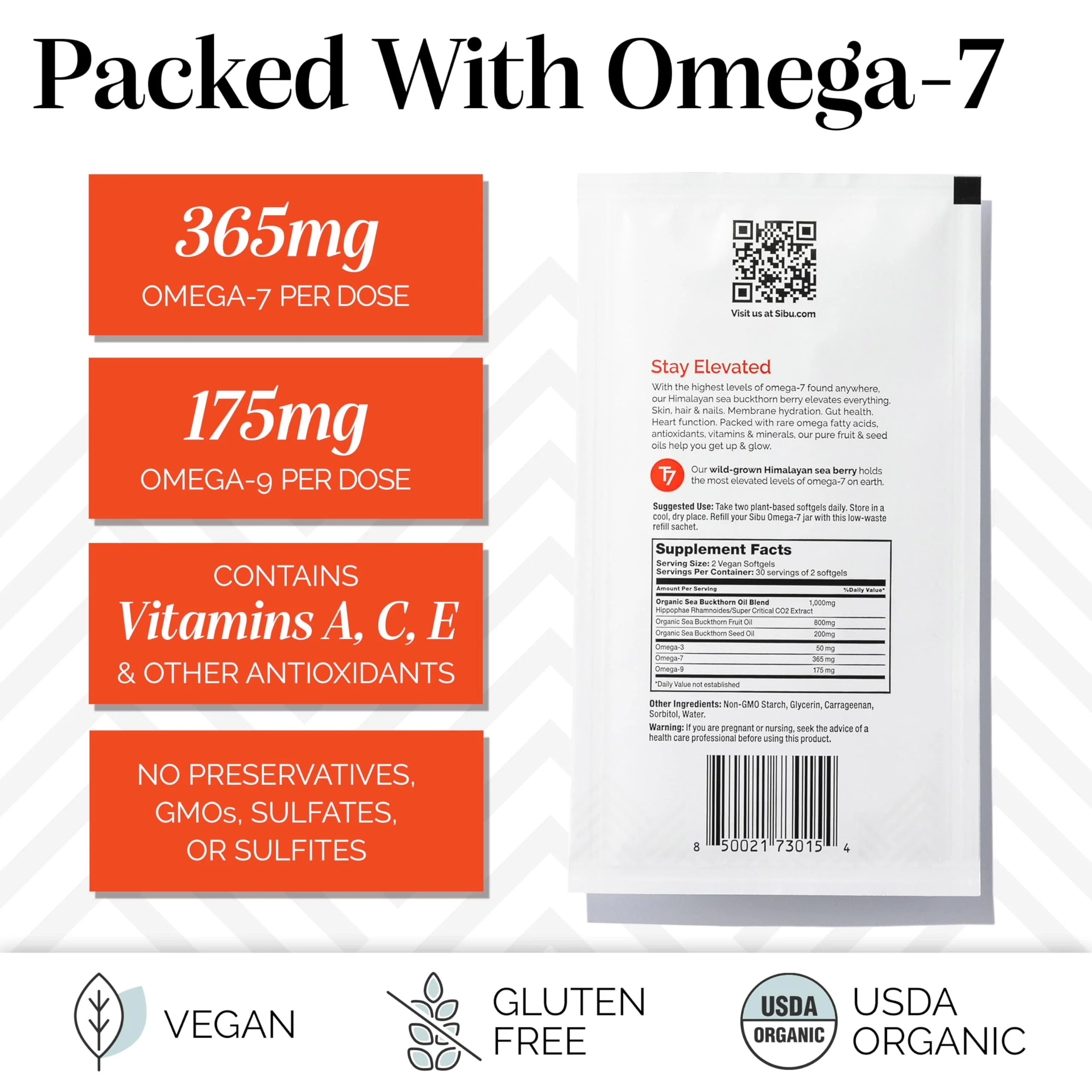 Sibu Sea Buckthorn Omega-7 Softgels – 60-Day Refill Sachet for Healthy Skin, Hair & Nails - Image 5