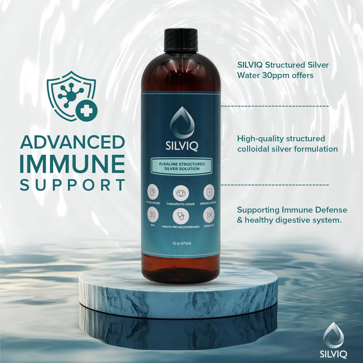 SILVIQ Structured Silver Water 30ppm – Immune Support, Alkaline Silver Liquid 16 oz (437 ml) - Image 5