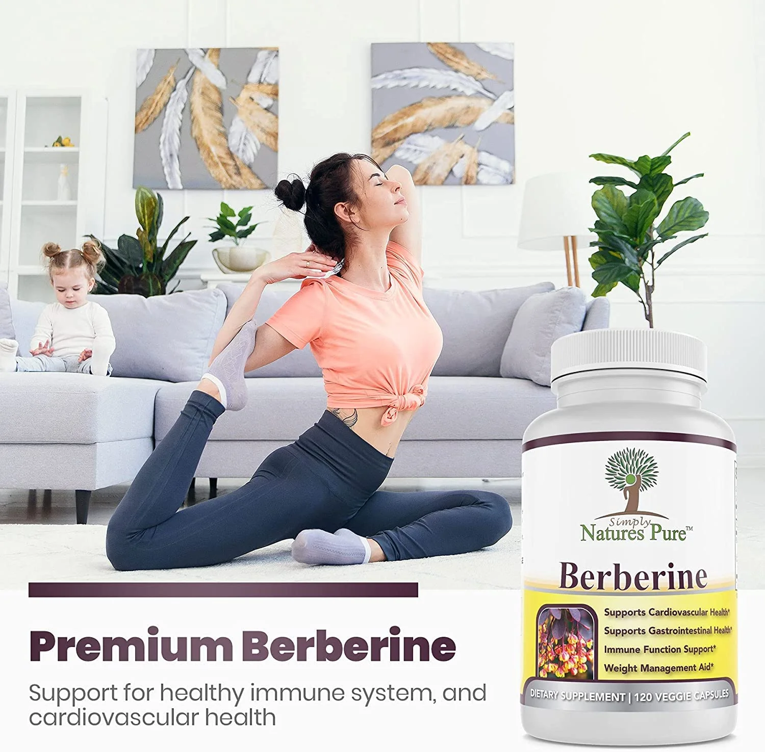Simply Natures Pure Premium Berberine HCl 500mg - 120 Capsules - Cardiovascular GI Immune Support - Chromium Cinnamon (Pack of 3) - Image 4