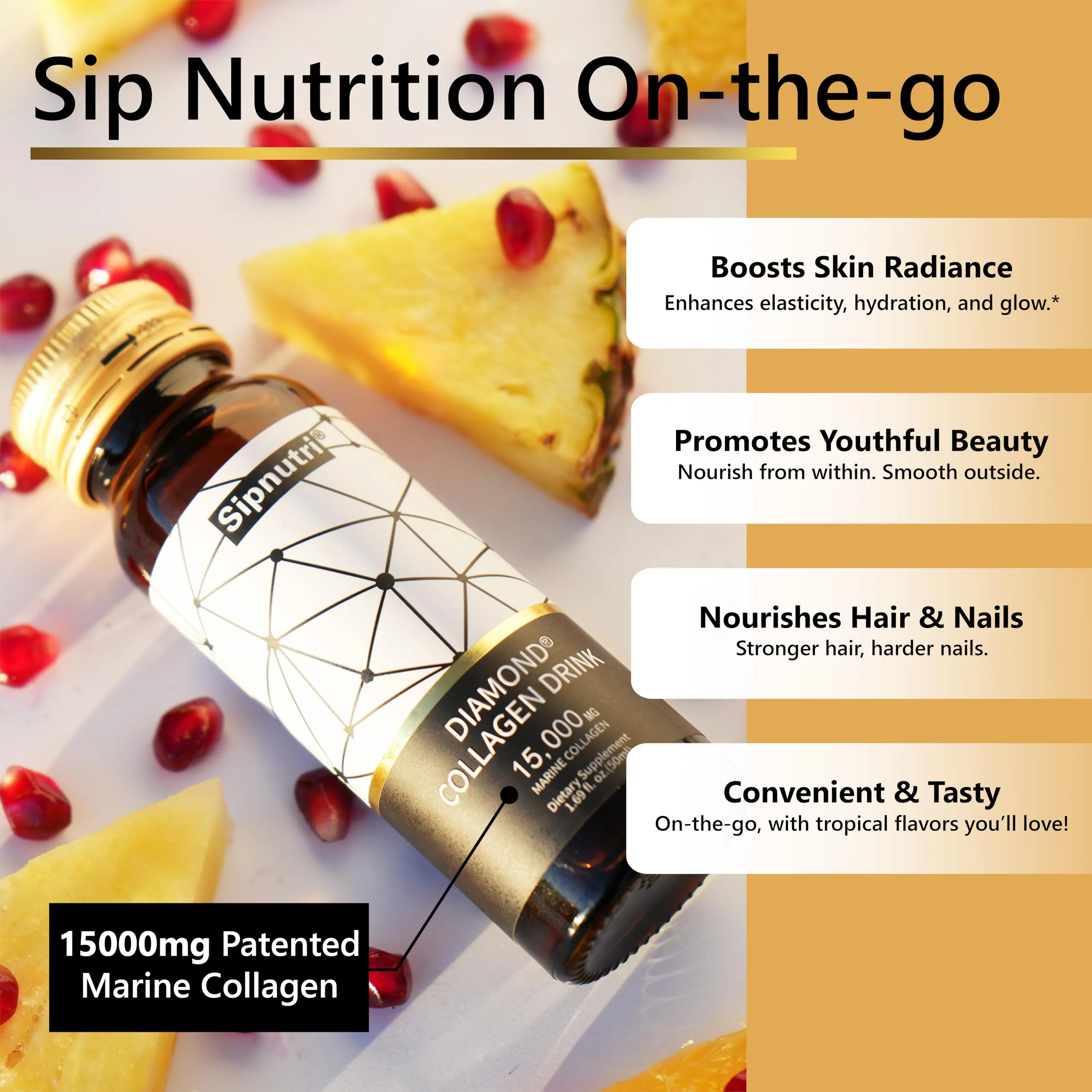 Sipnutri Diamond Liquid Collagen Drink – 15000 mg Marine Collagen + Vitamin C - Image 4