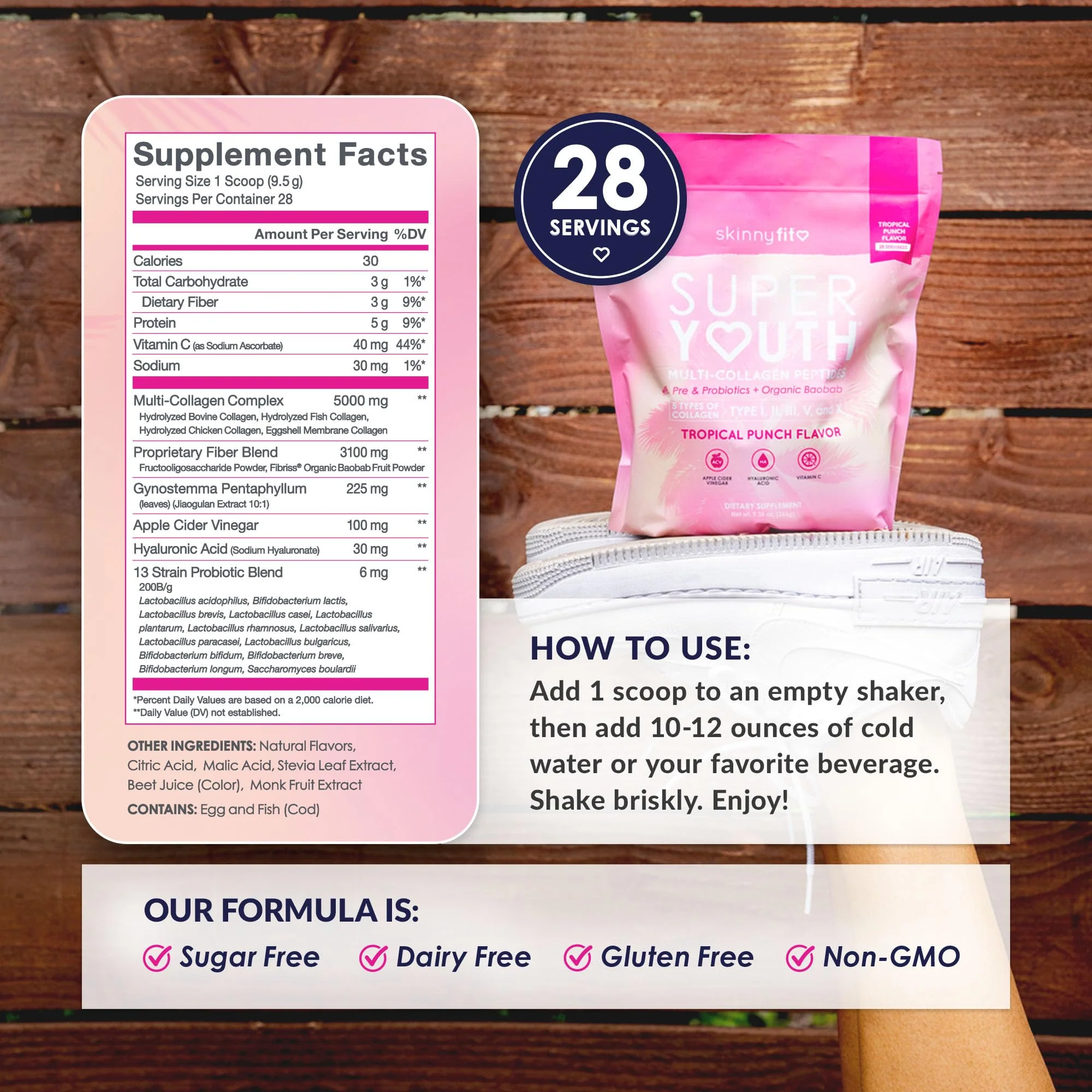 SkinnyFit Super Youth Collagen for Women - Tropical Punch, 28 Servings - Image 4