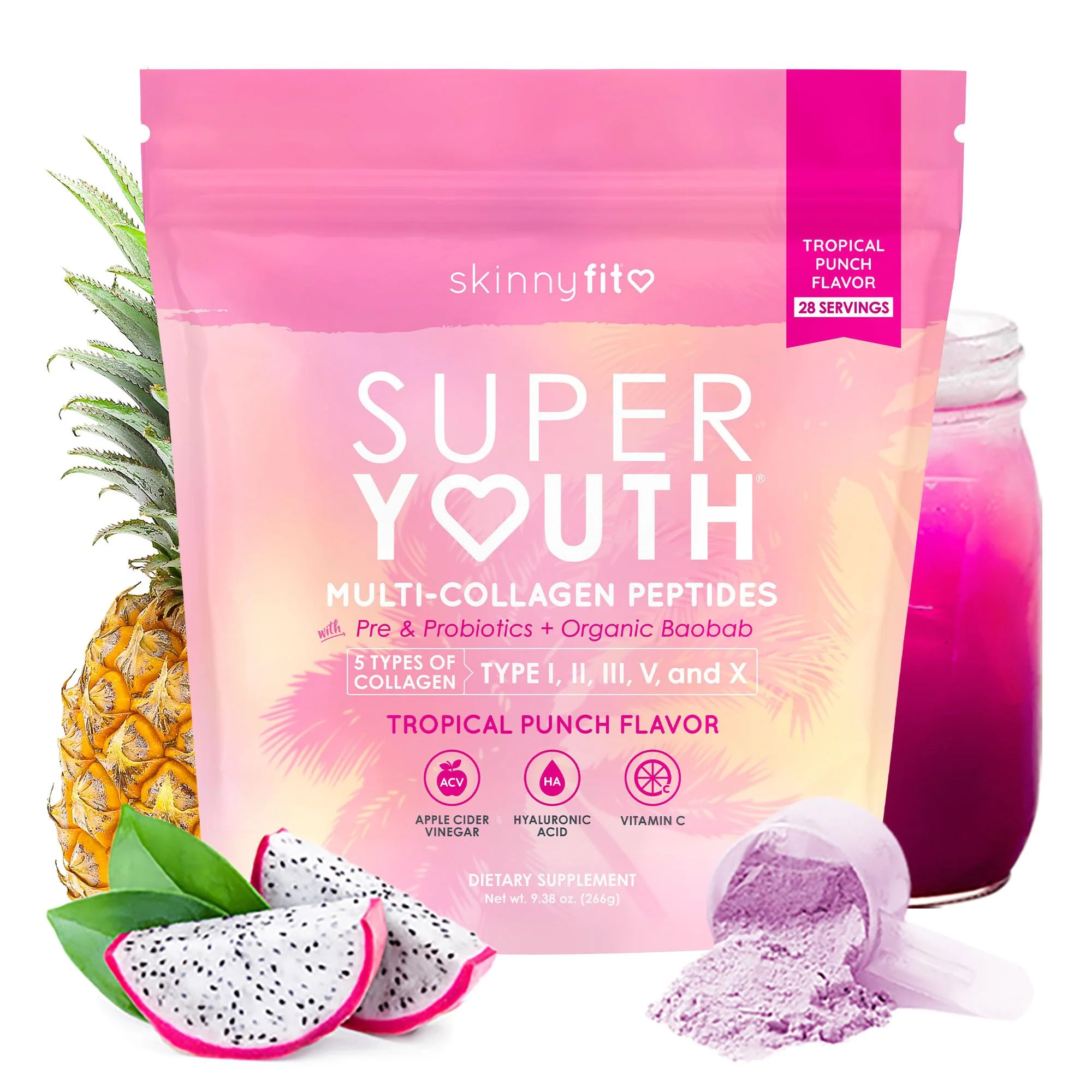 SkinnyFit Super Youth Collagen for Women - Tropical Punch, 28 Servings - Image 7
