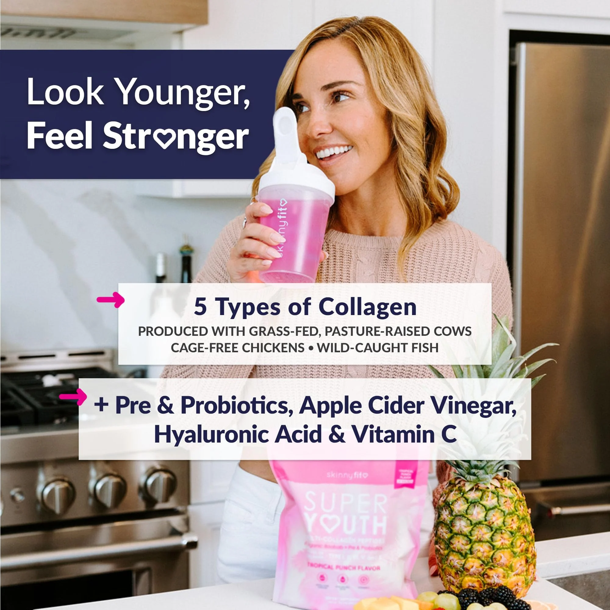SkinnyFit Super Youth Collagen for Women - Tropical Punch, 28 Servings - Image 8