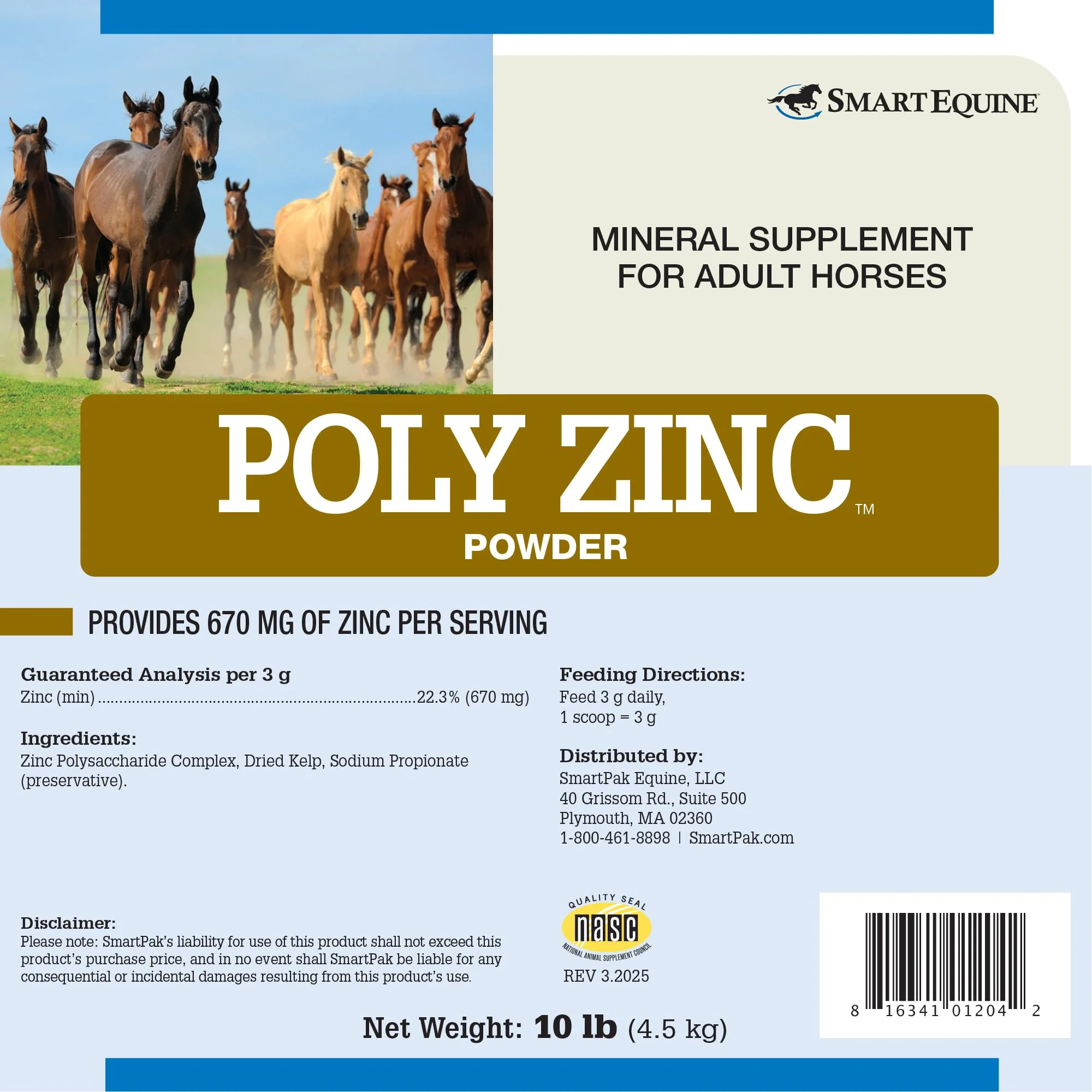SmartEquine Poly Zinc Powder – Zinc Supplement for Horses | Hoof, Coat & Bone Health | 10 lb - Image 2