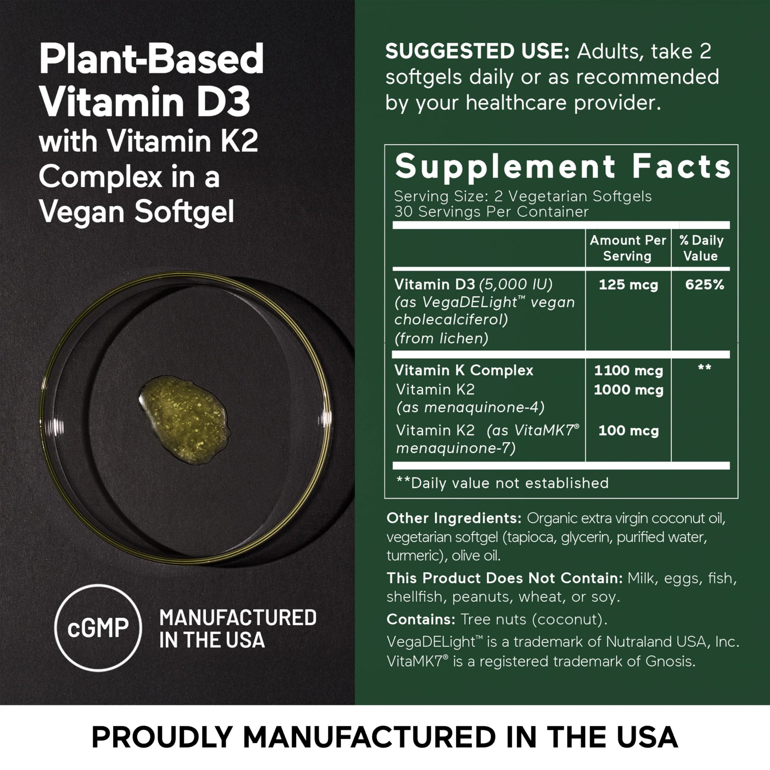 SMARTERNUTRITION Vegan Vitamin D3 5000 IU + Vitamin K2 1100 mcg – Organic Coconut & Olive Oil Softgels (180) 90 Day Supply - Image 15