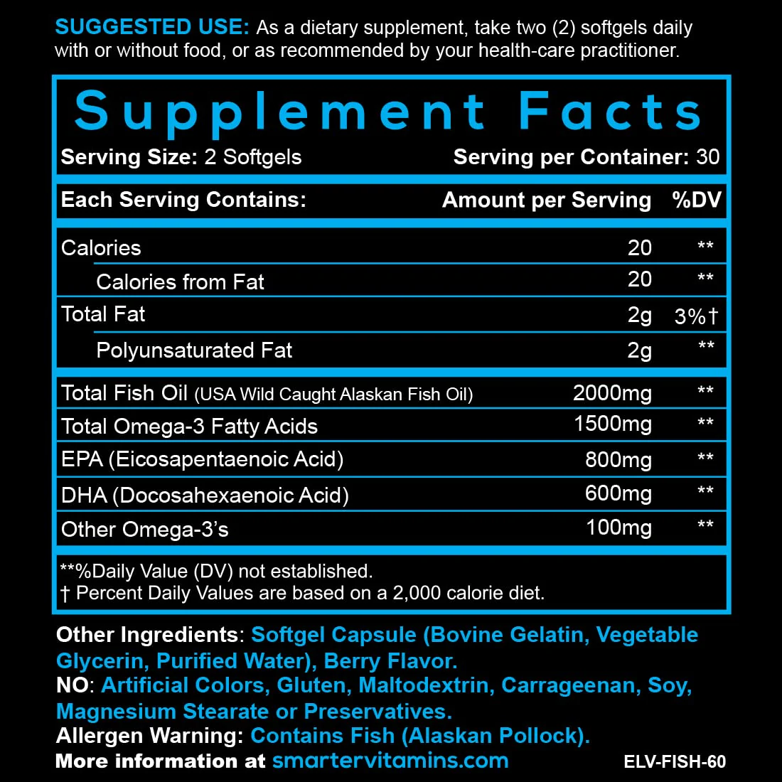 SmarterVitamins Omega-3 3-Pack: Berry Flavor Burpless Softgels, 2000mg DHA EPA (AlaskOmega) - Image 8