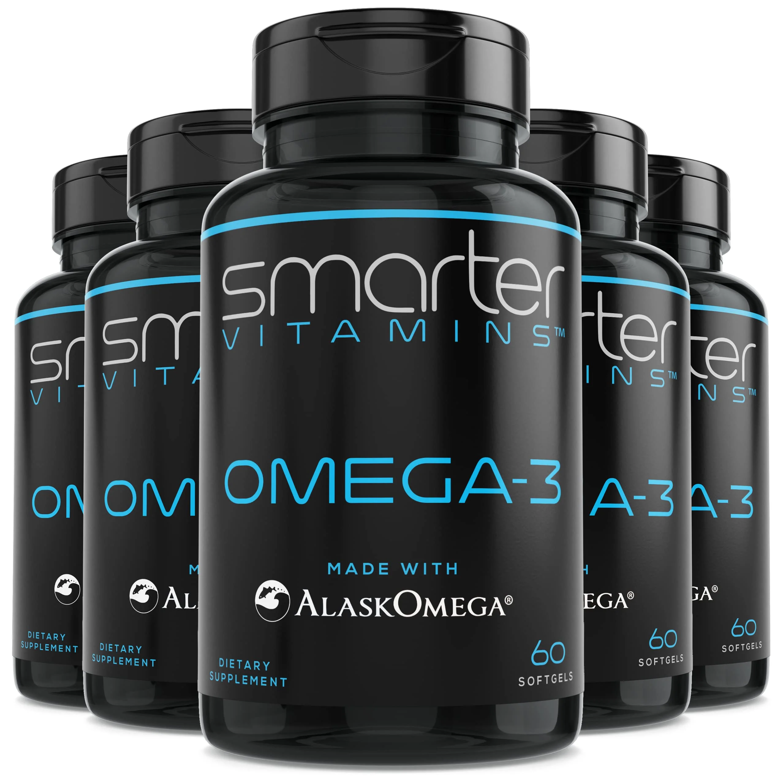 SmarterVitamins Omega-3 5-Pack – Berry Burpless Fish Oil, 2000mg DHA EPA, AlaskOmega